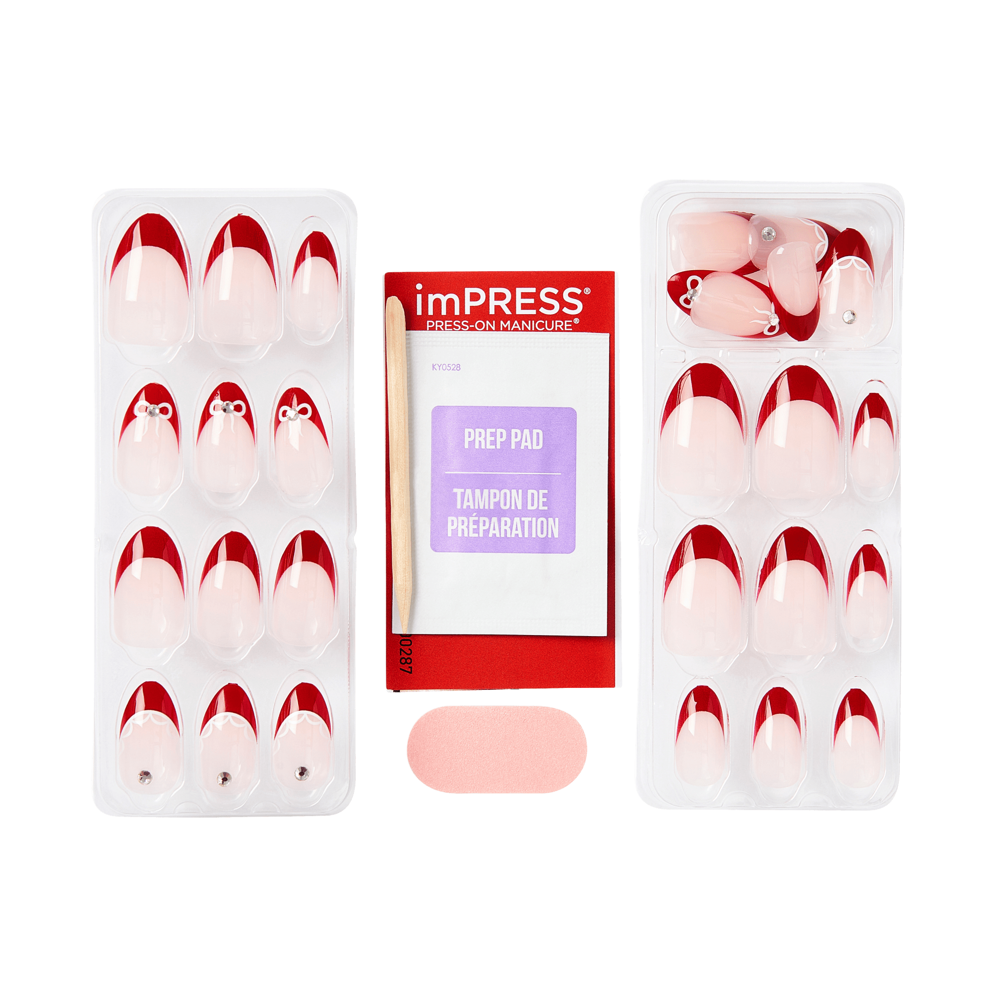 Impress Design No Glue Fake Press On Nails - Buzz | French Design, White, Medium, Almond, Manicure