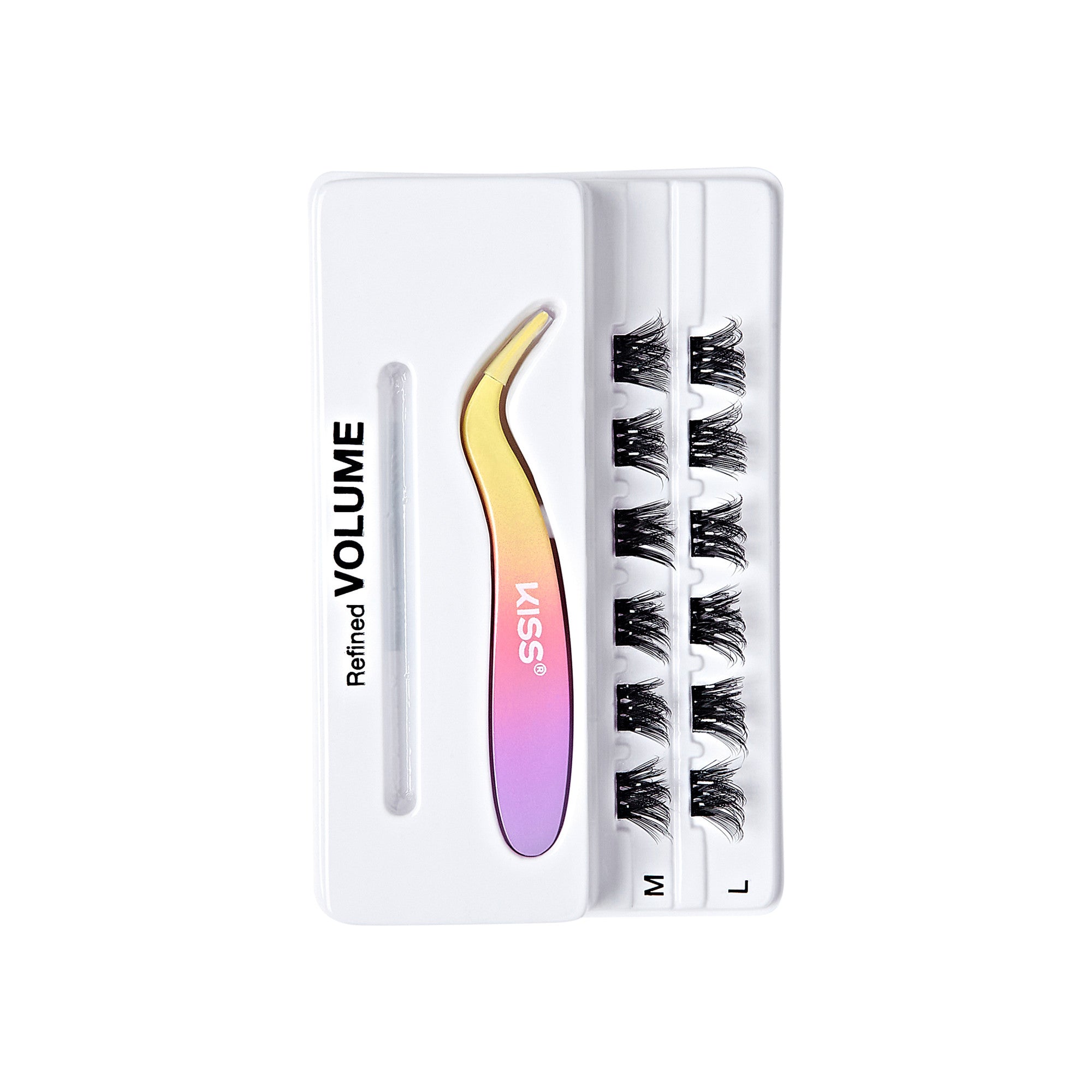 Impress Falsies Self Adhesive Eyelashes, 12 Lash Clusters + Applicator - Refined