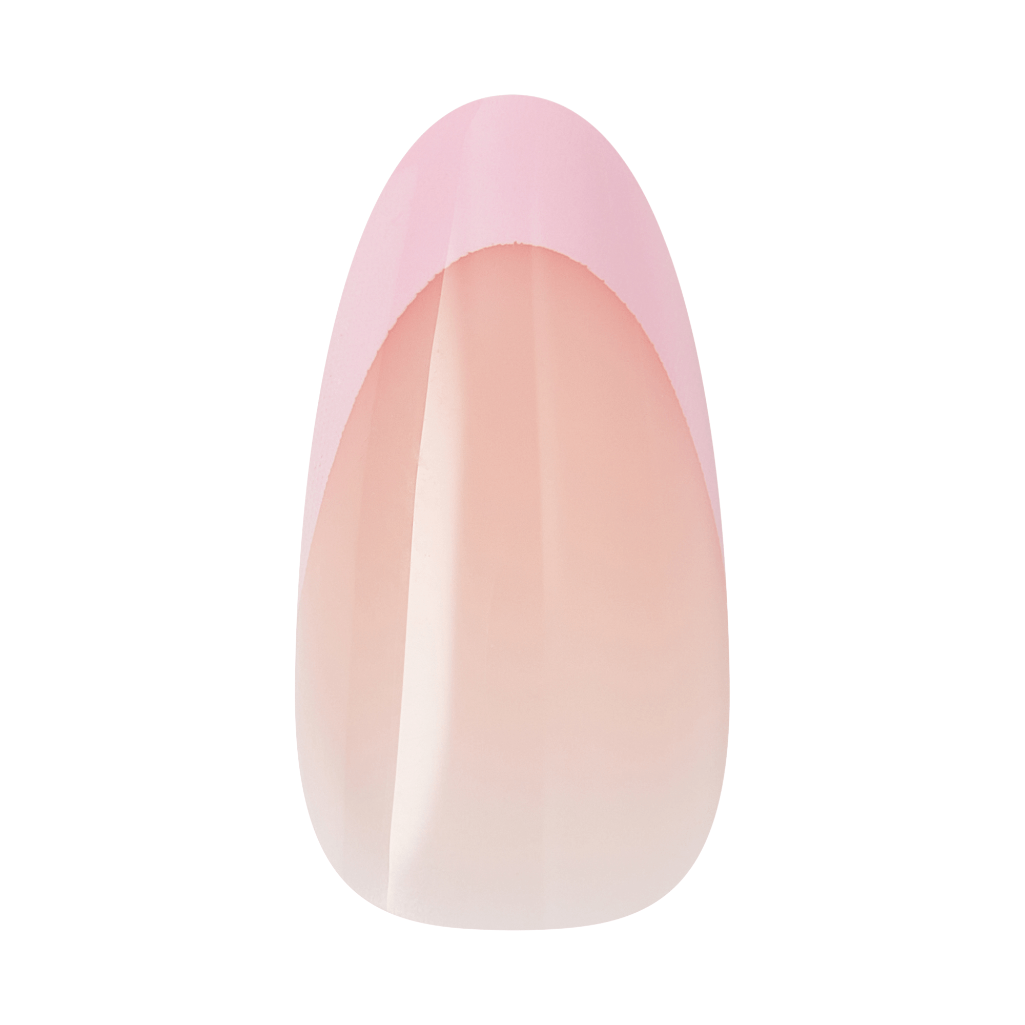 Almond-shaped nail with soft pink ombre gradient and glossy finish