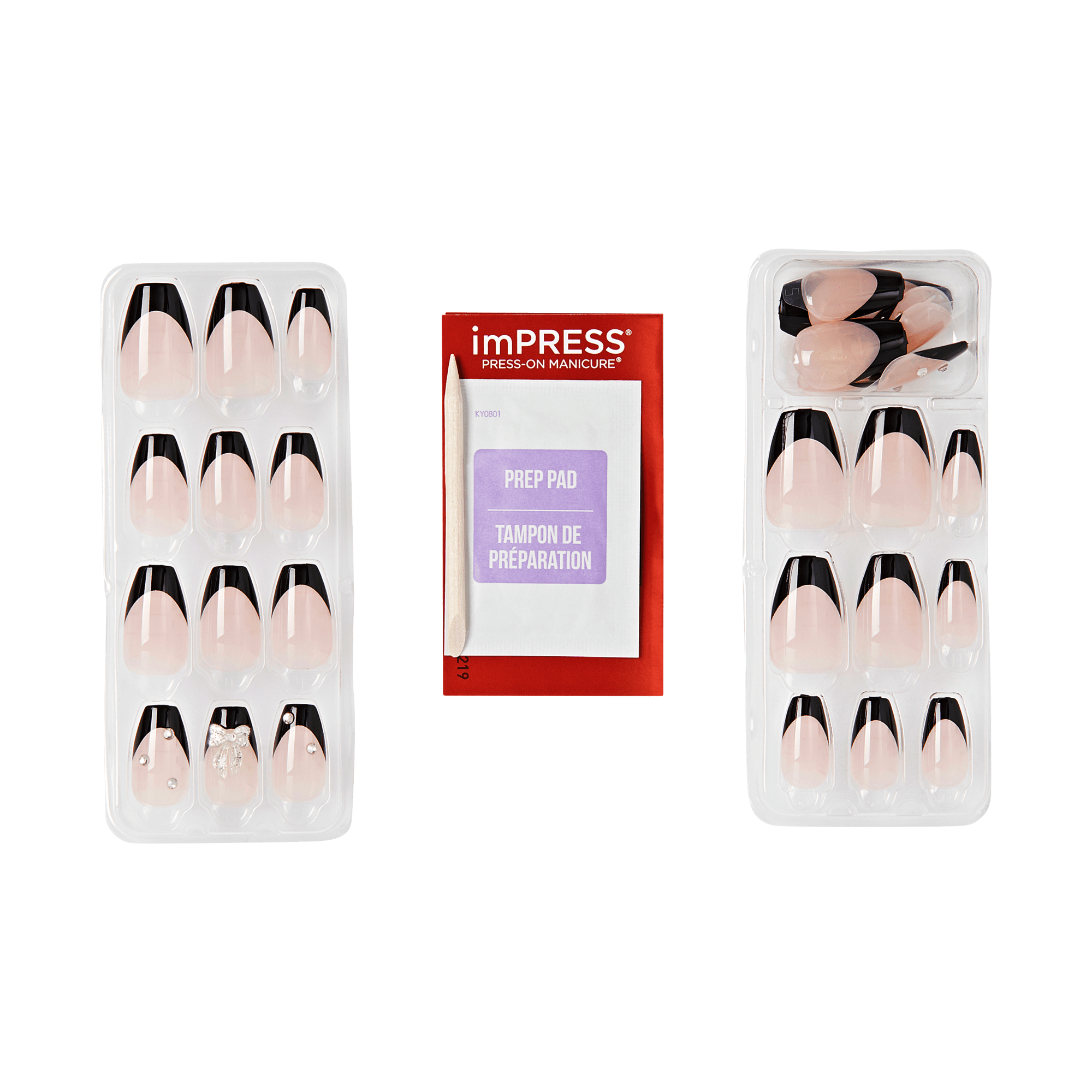 imPRESS Press-On Manicure set with nude and black ombre nails and prep pad