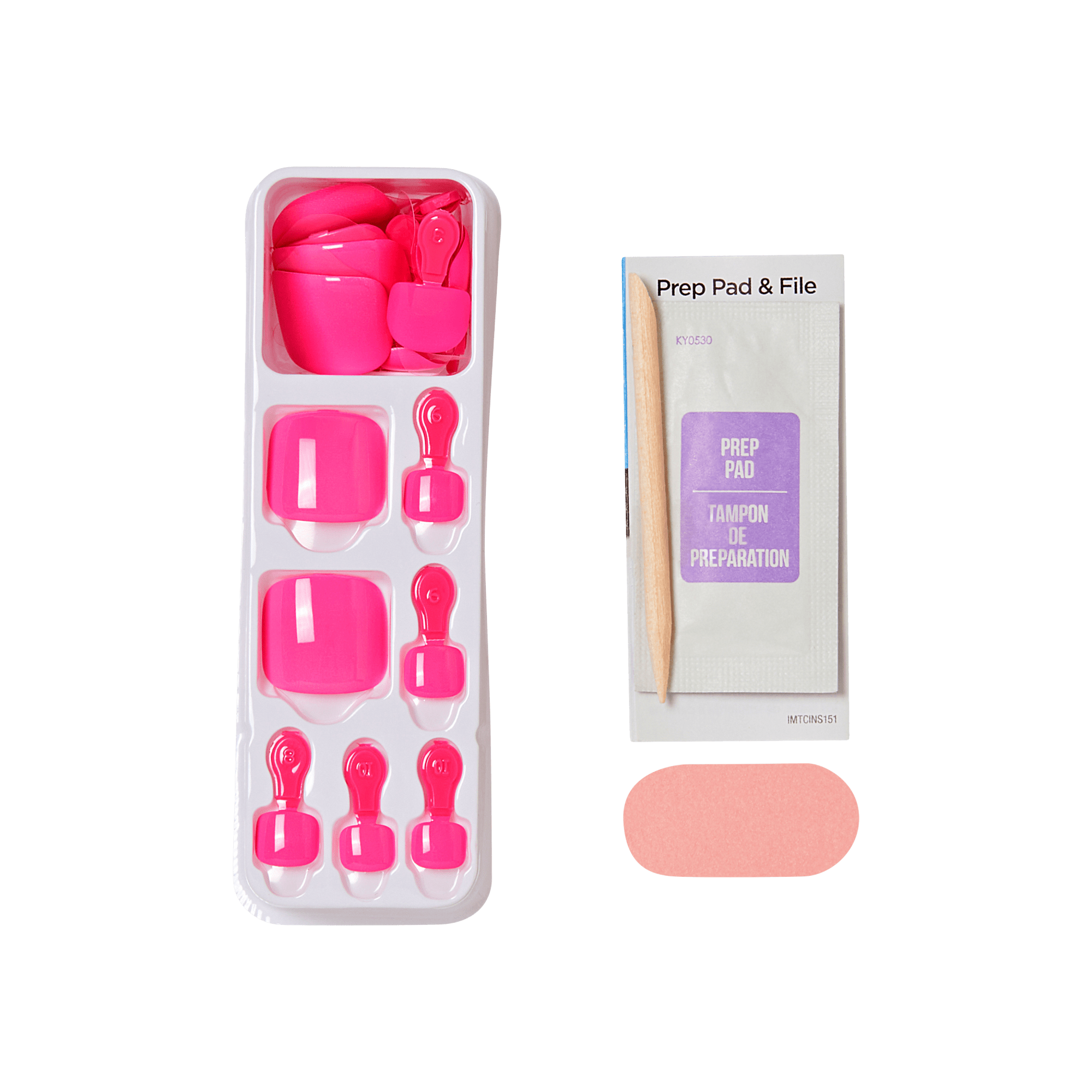Pink nail polish set with prep pad and file kit