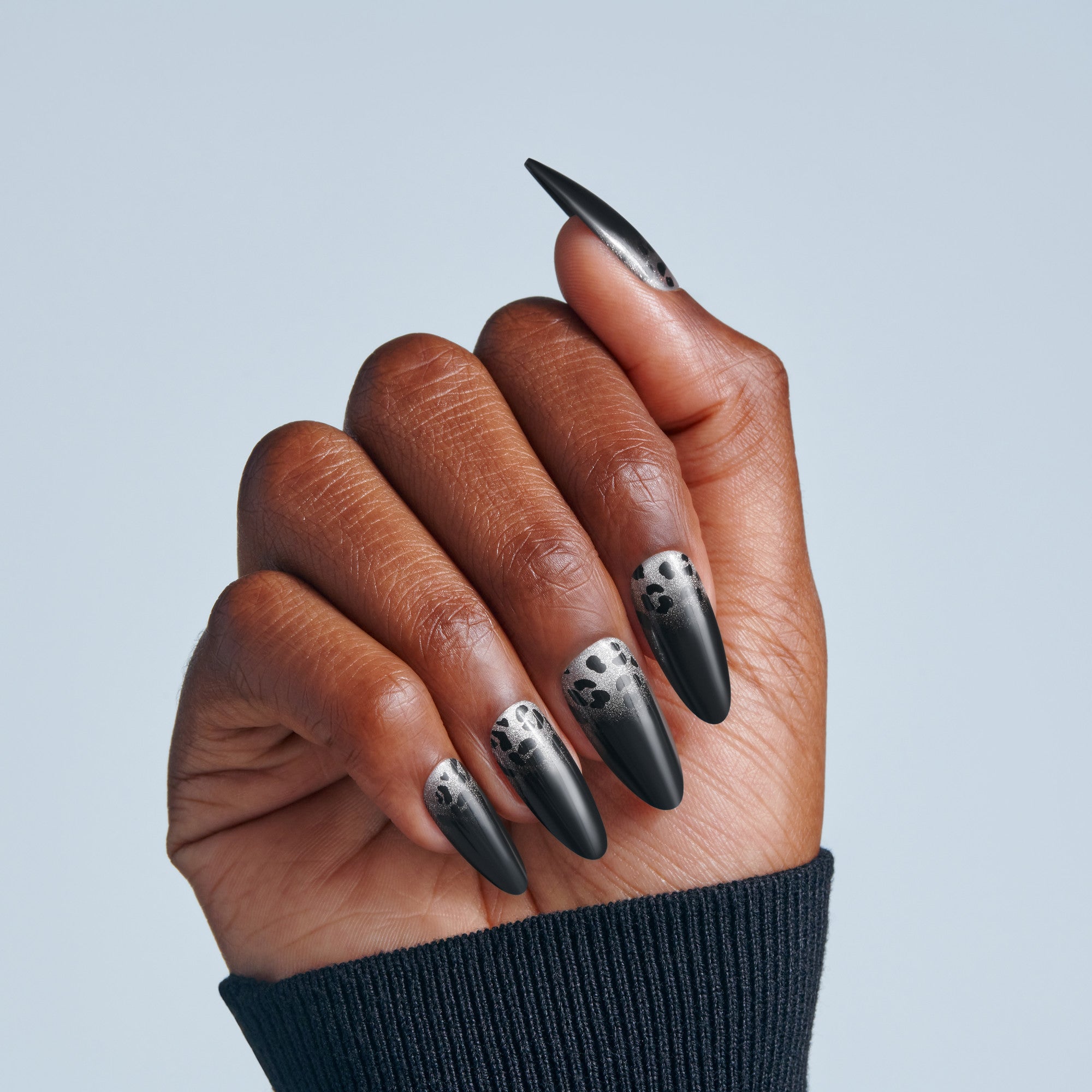 Kiss Haunt Halloween Press On Fake Glue Nails - Polish Potion | Design, Black, Long, Almond, Glow In The Dark