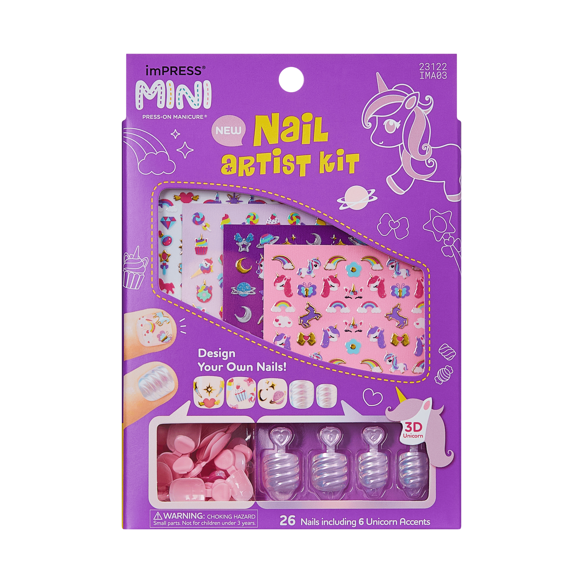 imPRESS Mini Nail Artist Kit with press-on manicure designs and unicorn accents