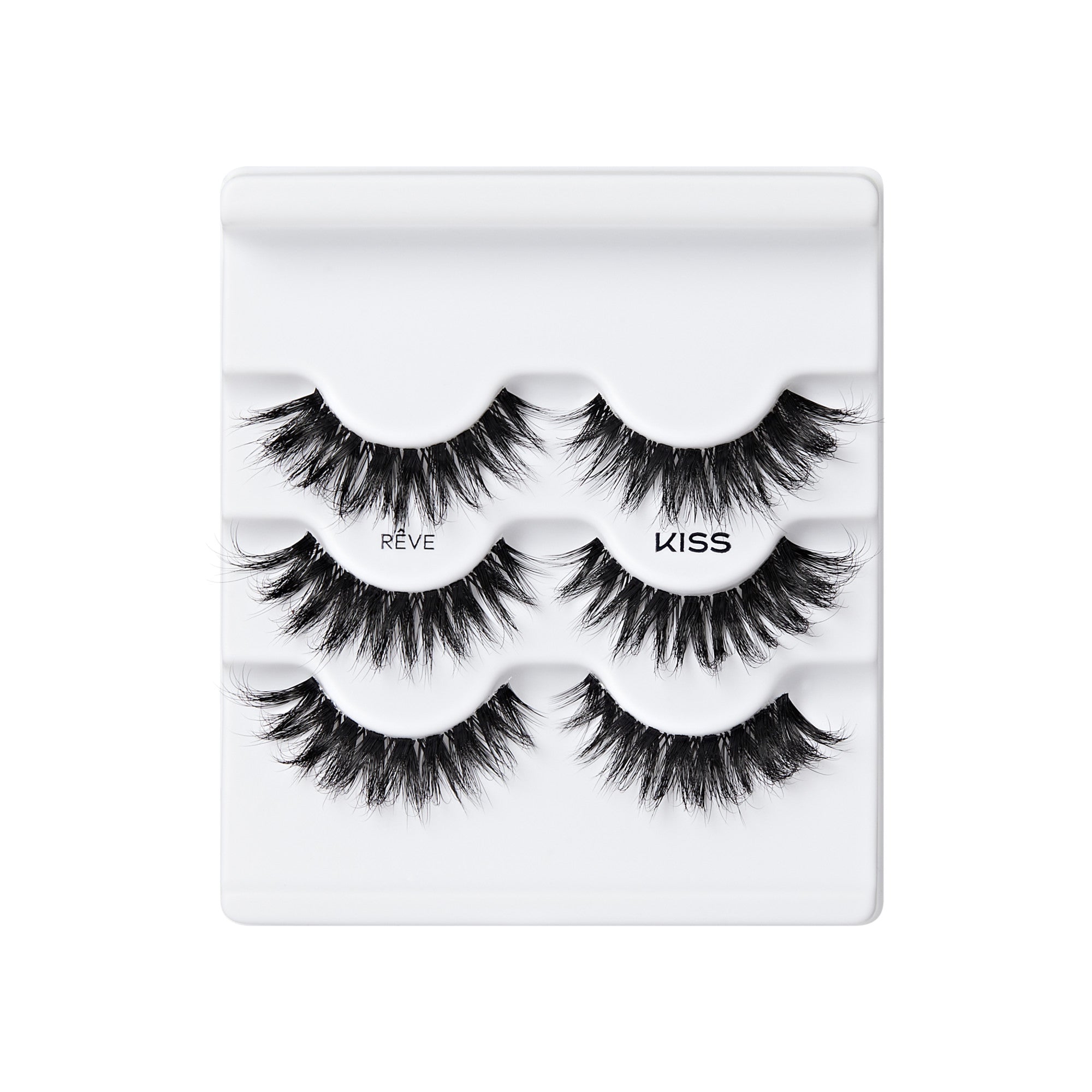 KISS Rêve false eyelash trio pack with three pairs of black lashes