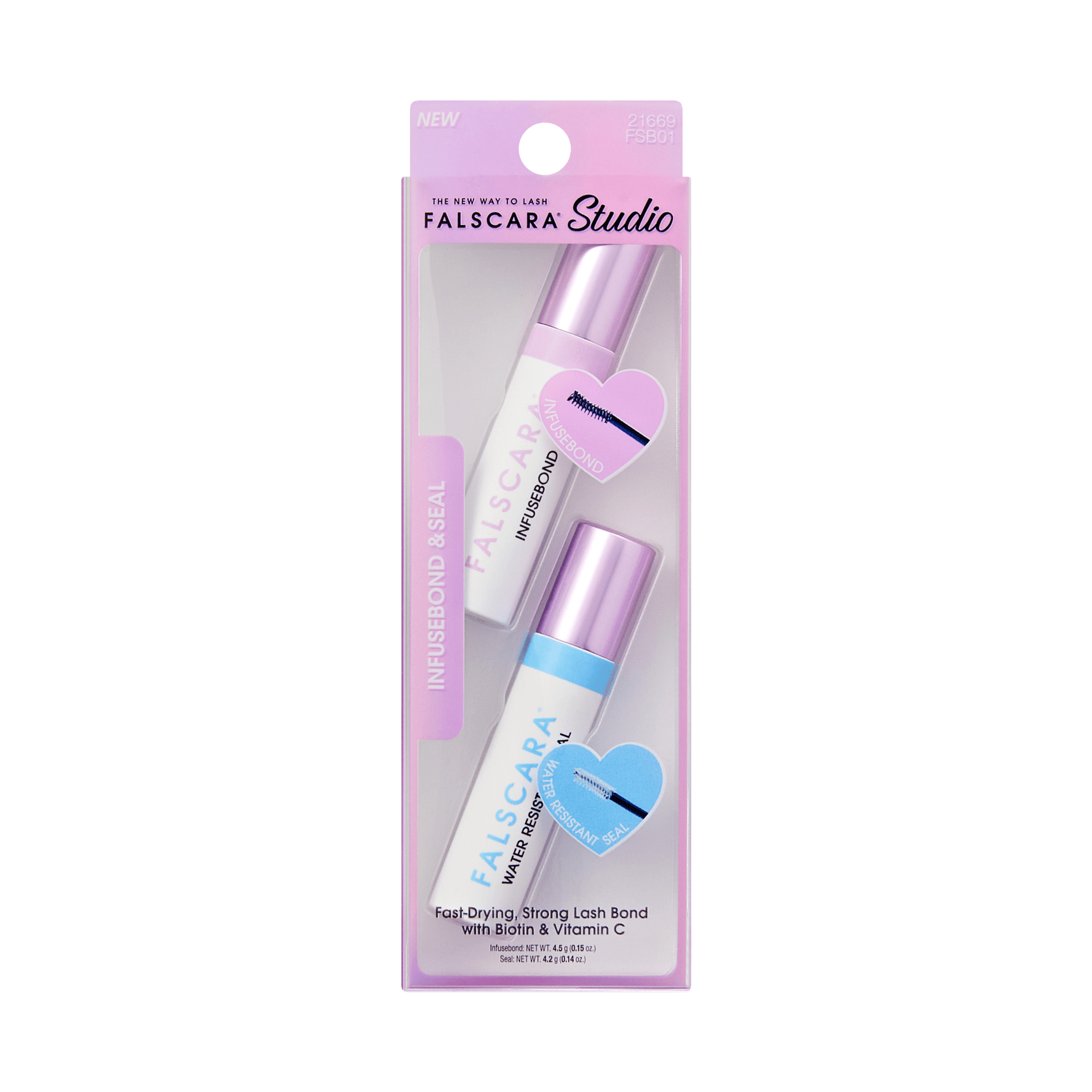 Falsicara Studio lash products with infusebond & seal, water resistant mascara set
