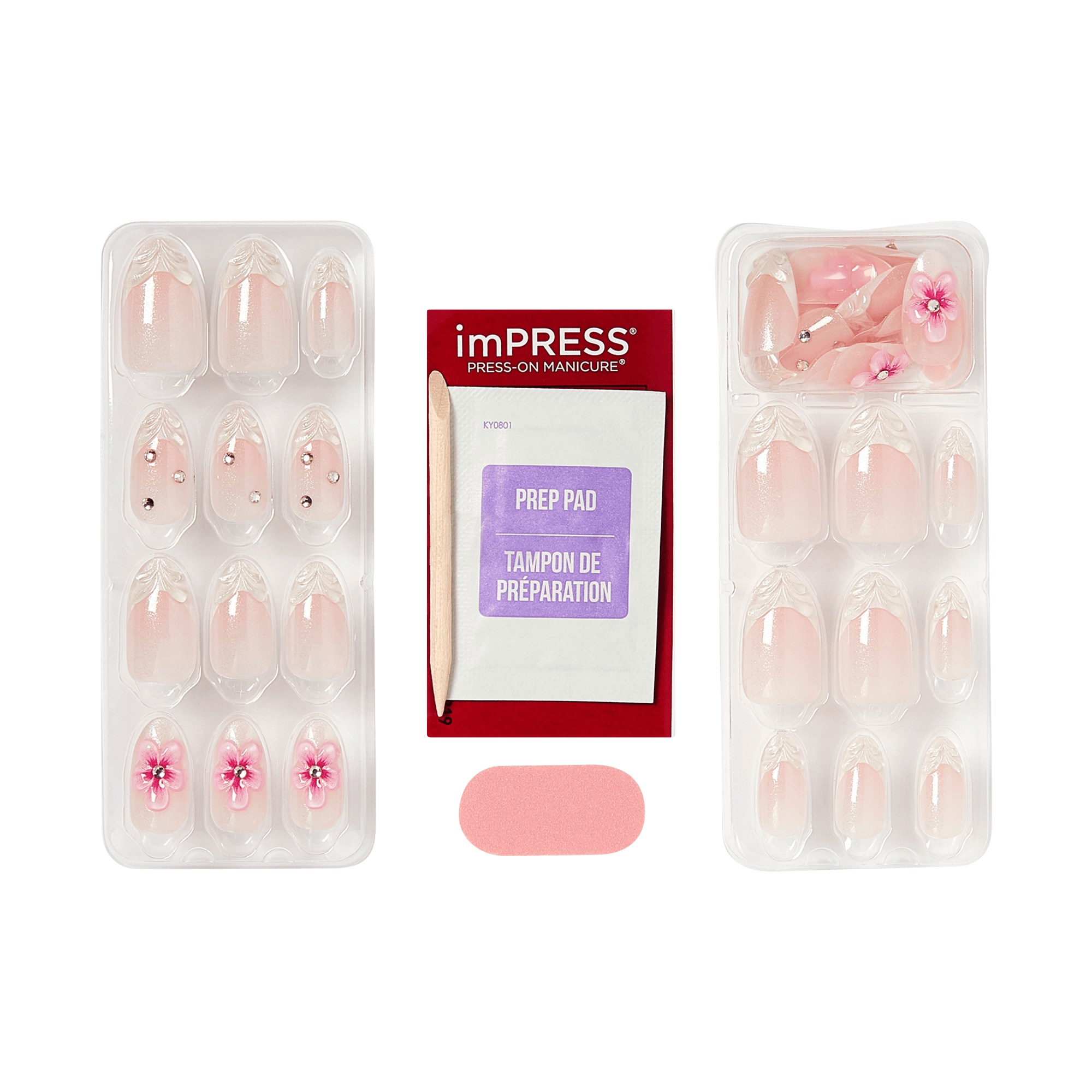 imPRESS Press-On Manicure nail sets with prep pad and applicator.