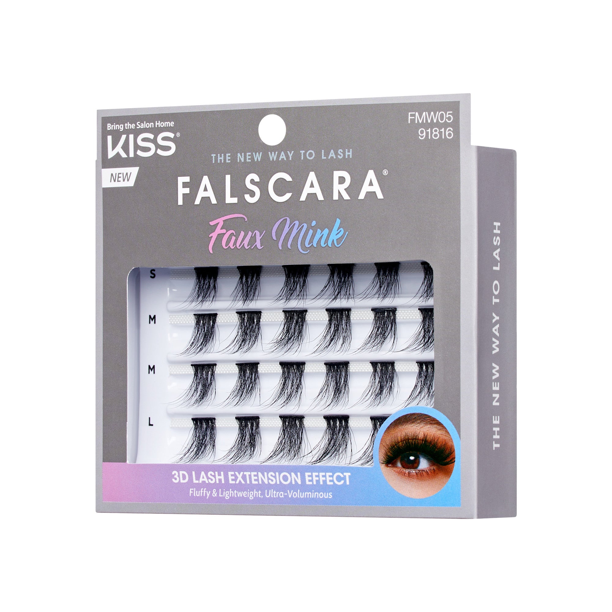 Falscara Faux Mink Volume Multipack | DIY False Lash Extensions, Full Glam, Cluster Lash, Wispy Lashes, 3D Lash Extension Effect, 24 Wisps, 12mm-16mm