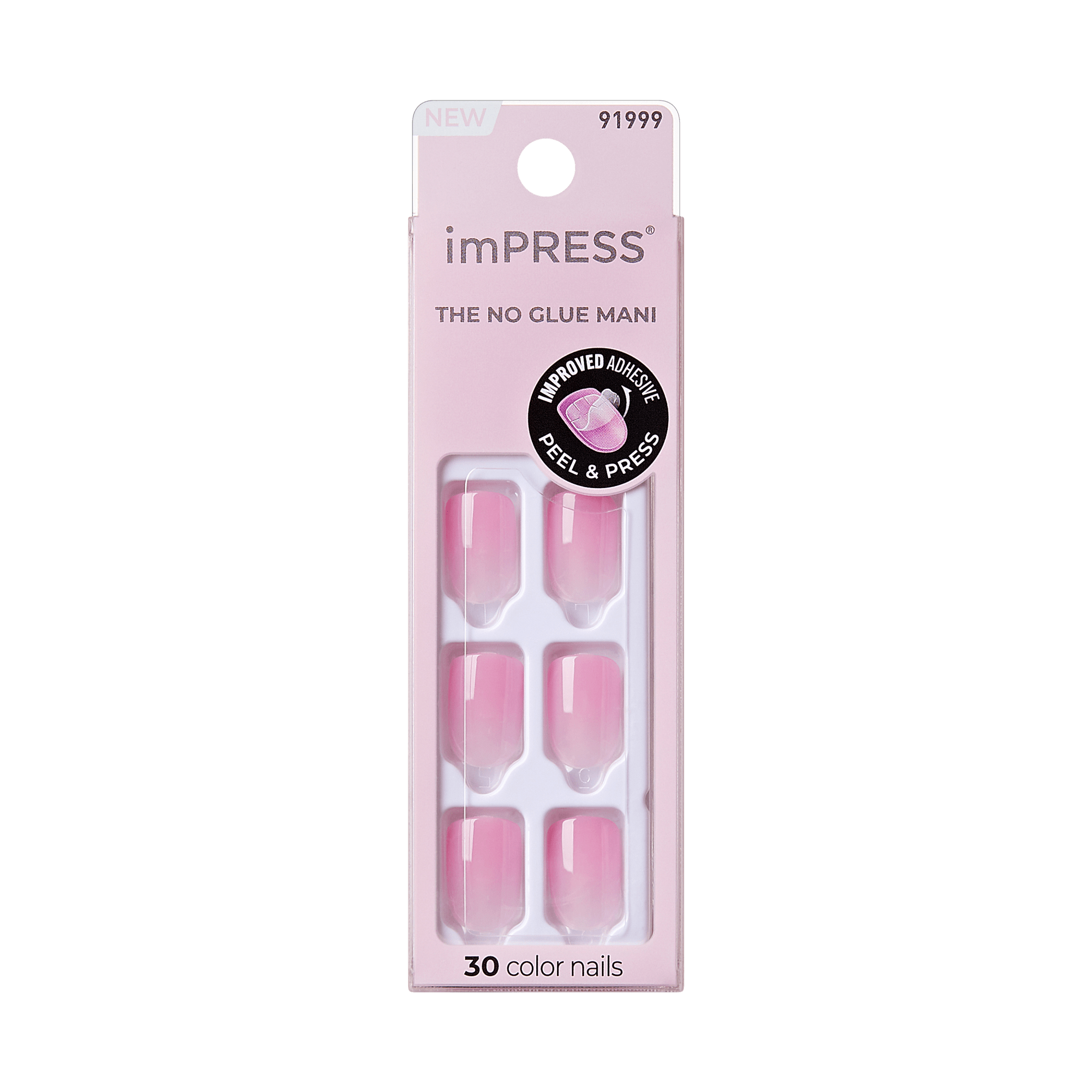 imPRESS The No Glue Mani press-on nails in pink, 30 count pack