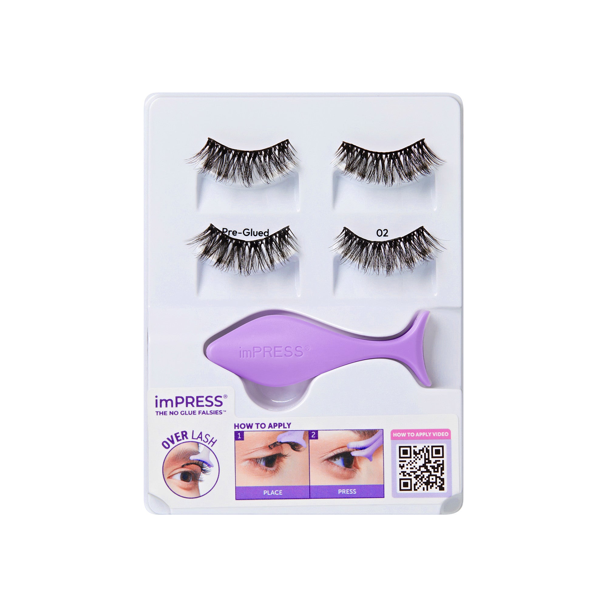 imPRESS Over Lash pre-glued false eyelashes kit with applicator tool