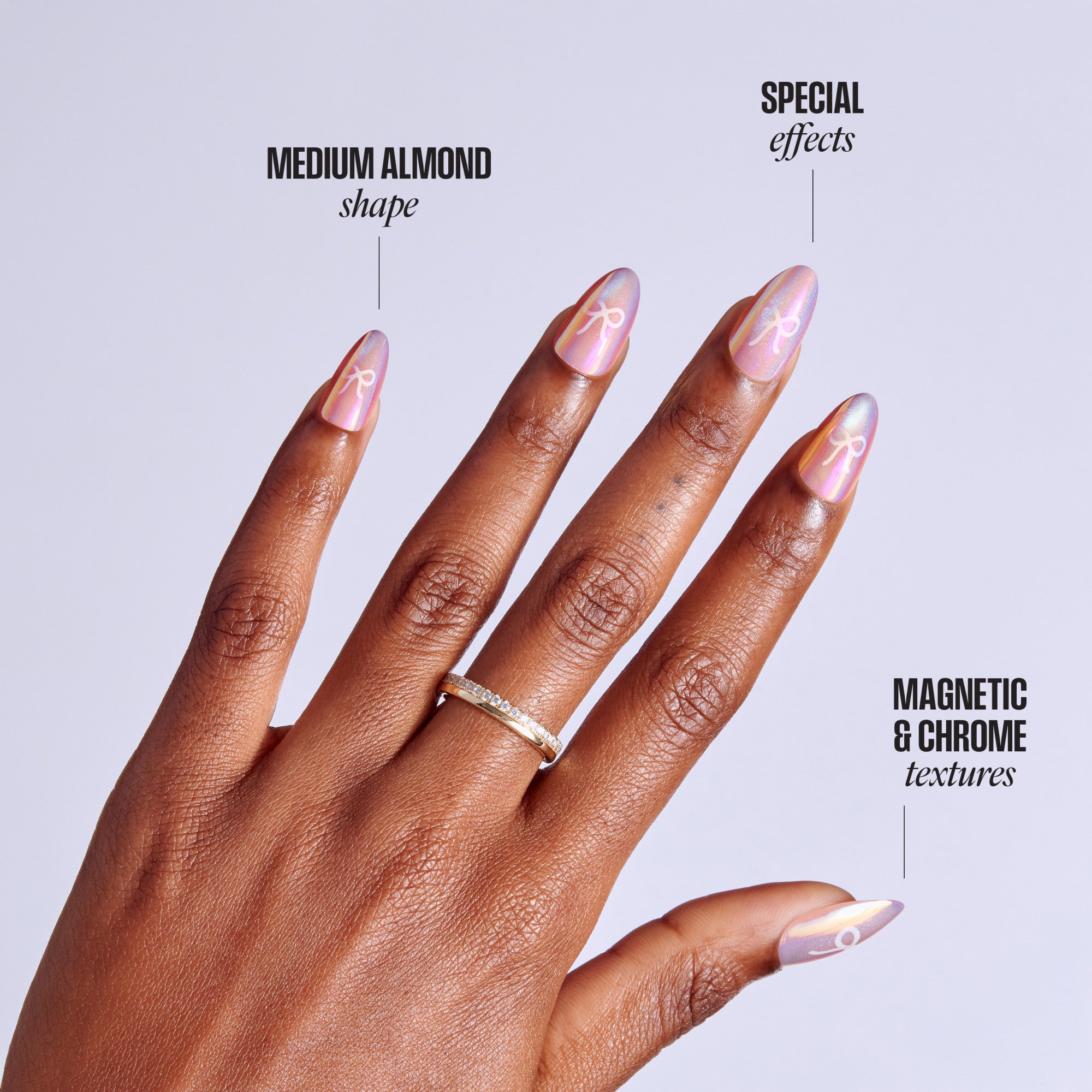 Kiss Glam Embellished Press On Fake Glue Nails - Happy Friday | 3D & Jewel Design, Pink, Medium, Almond