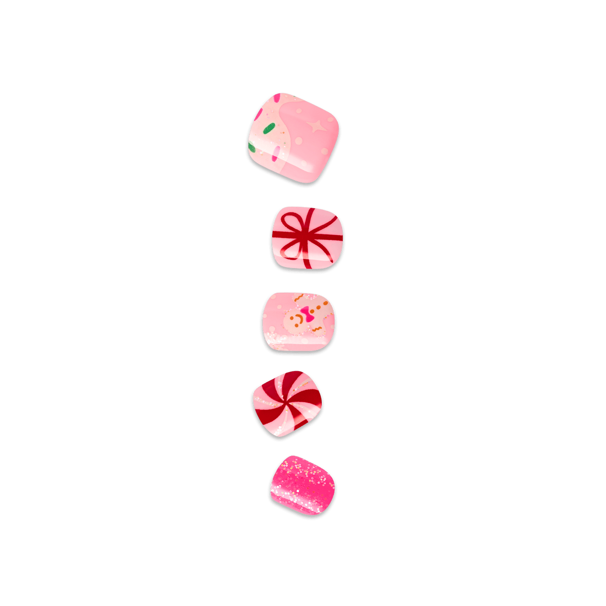 Impress Kids Holiday No Glue Fake Press On Nails - Frosty Fun | Design, Pink & Red, Kids, Squoval, Manicure