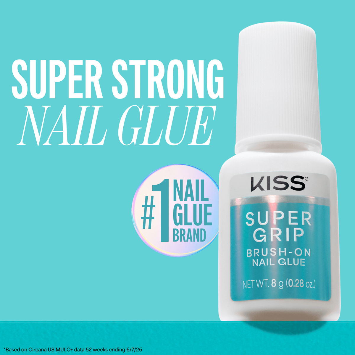 Kiss SuperGrip Brush-On Nail Glue | Nail Adhesive, Press-On Glue, Vitamin E Infused, Long-Lasting Wear, Clean & Strong, 0.28 oz.