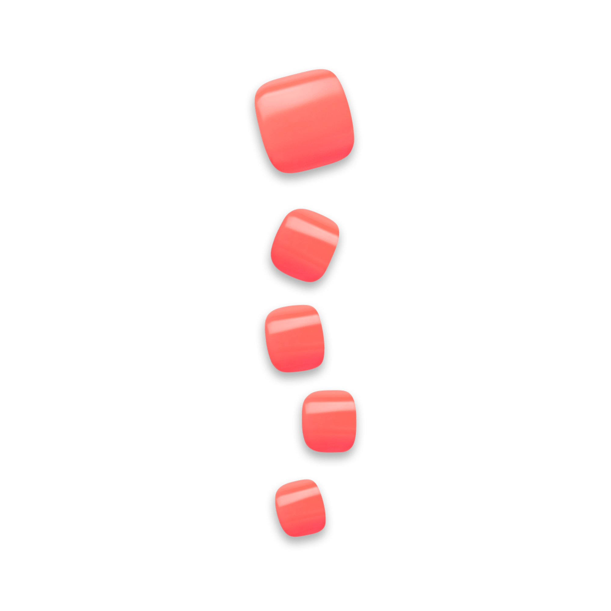 Five red rounded square icons arranged vertically on white background