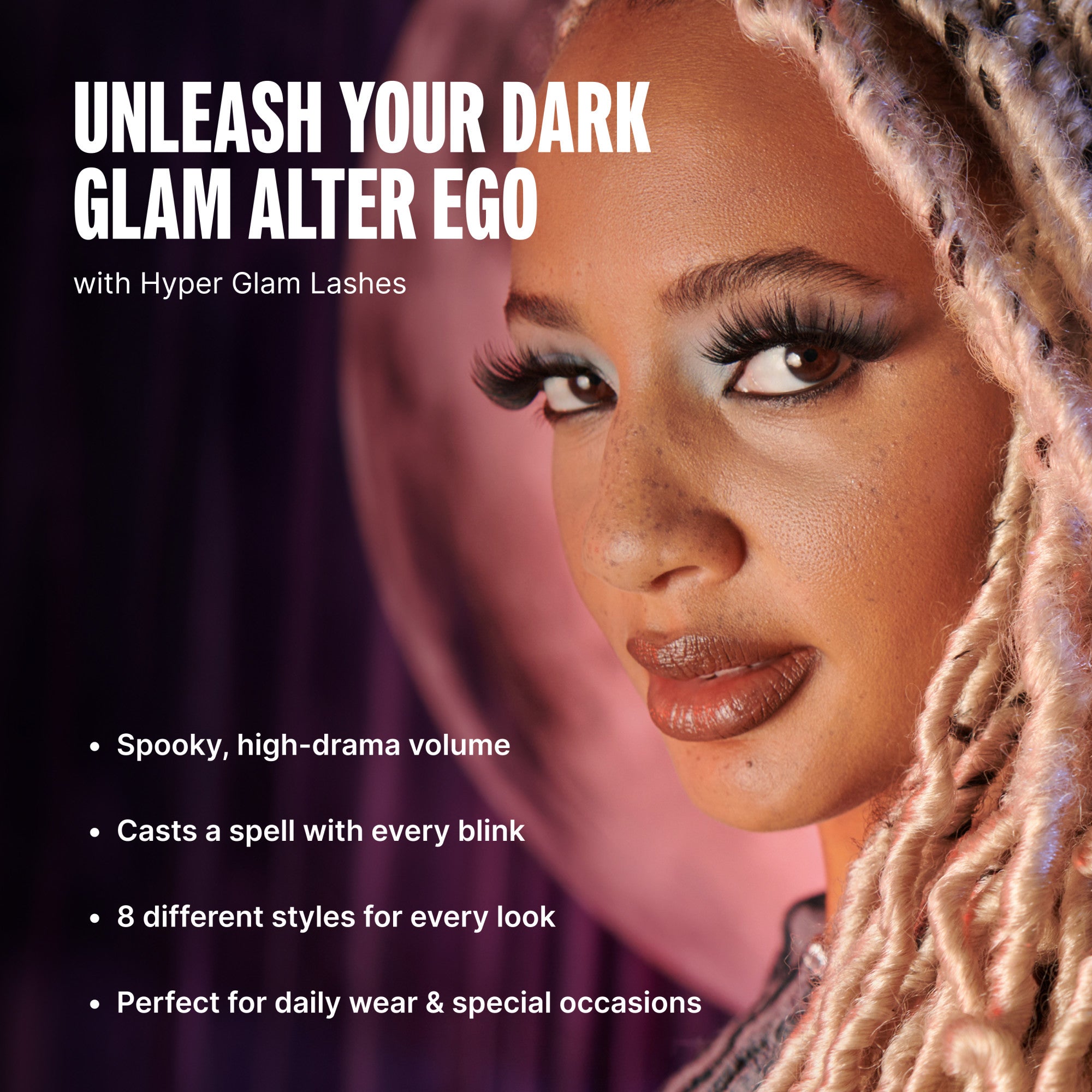 Kiss Hyper Glam Halloween False Eyelashes - Matte Velvet | 1 Pair, Strip Lashes, 16mm