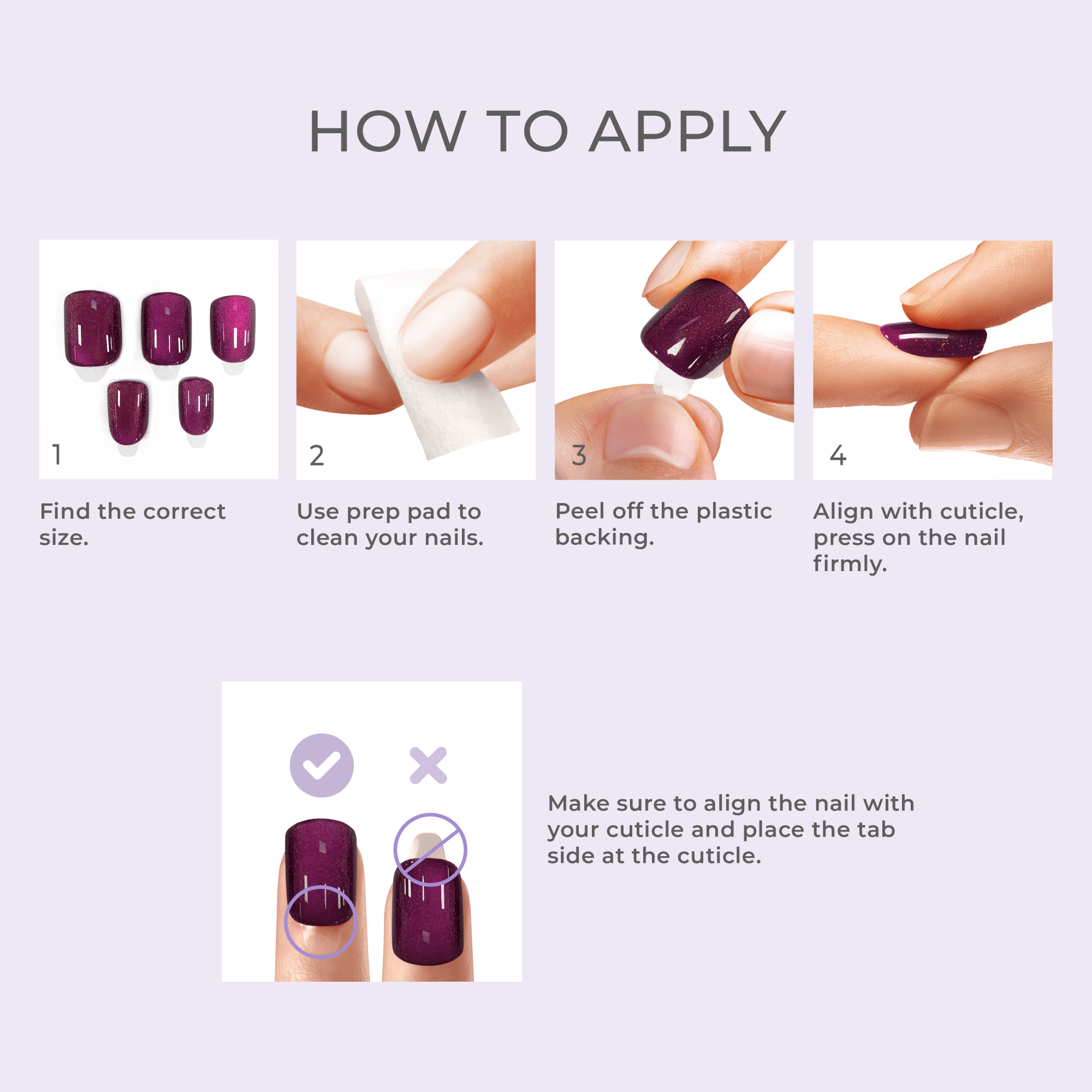 colorFX by Impress No Glue Fake Press On Nails - Velvet Romance | Design, Purple, Short, Squoval, Manicure