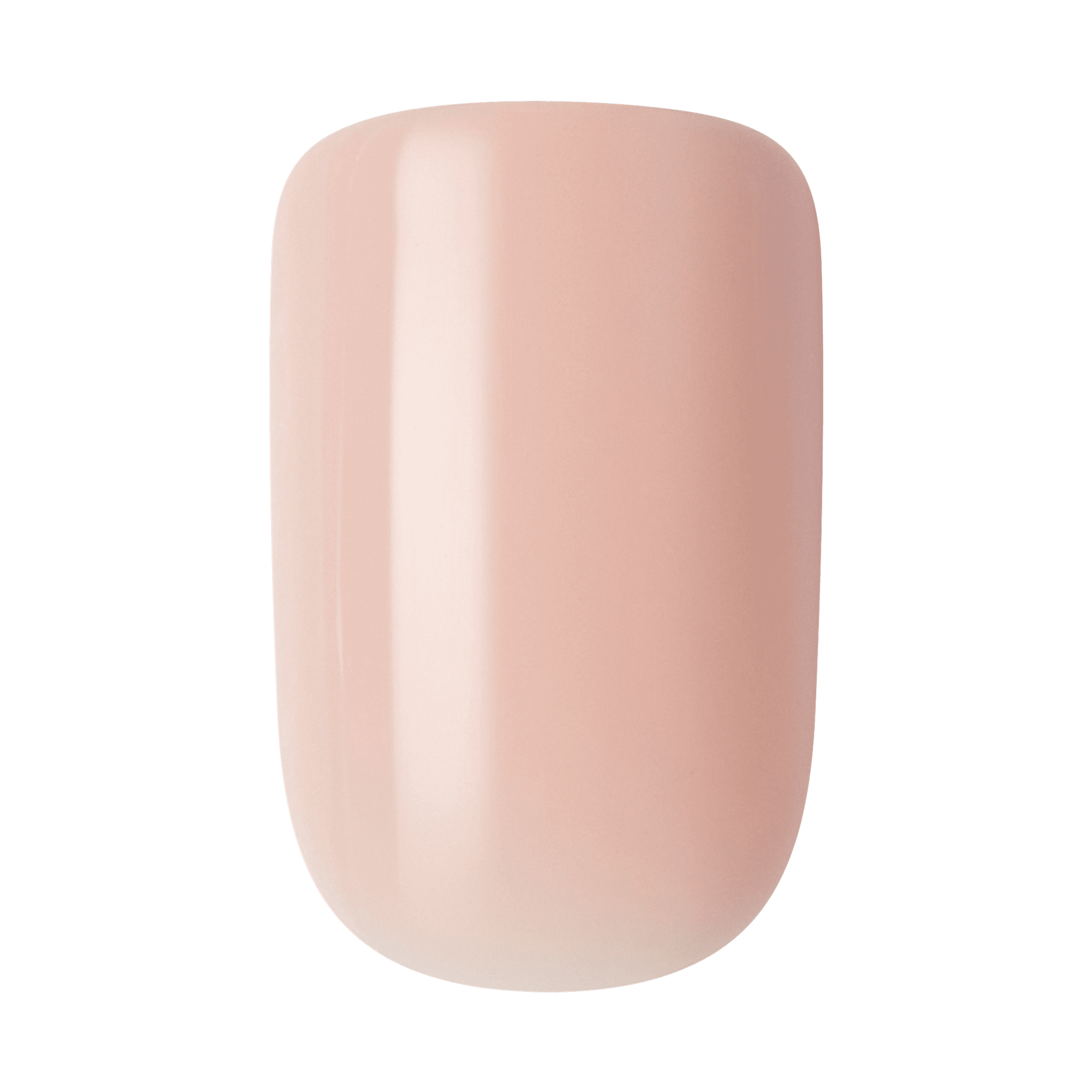 Single press-on nail in a glossy, light nude pink shade from KISS Gel Fantasy Color collection, called Midnight Snacks.