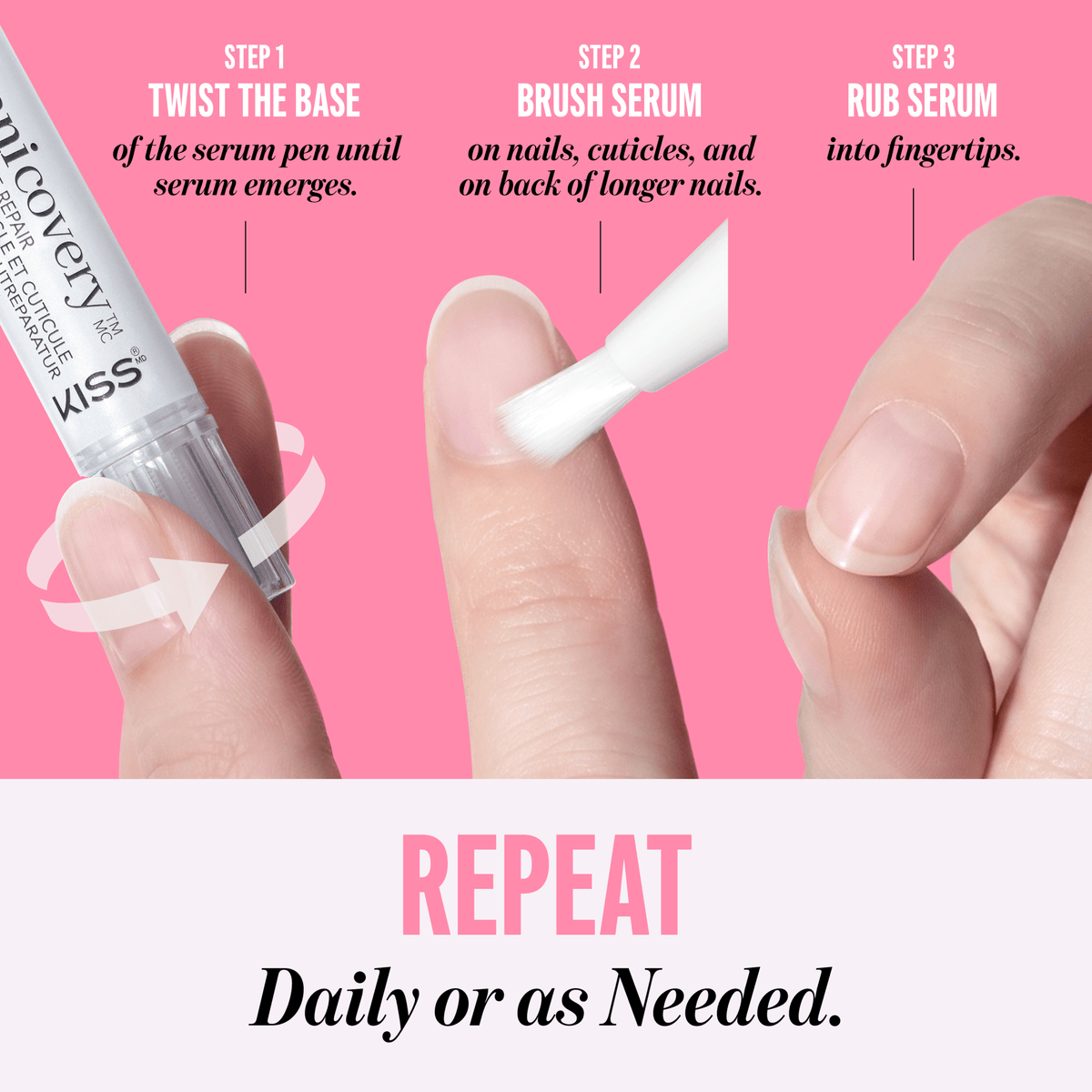 Kiss Manicovery Nail & Cuticle Repair | Nail Adhesive, Press-On Glue, Serum Twist Pen, Vitamin E & Jojoba Oil Infused, 0.04 fl. oz.