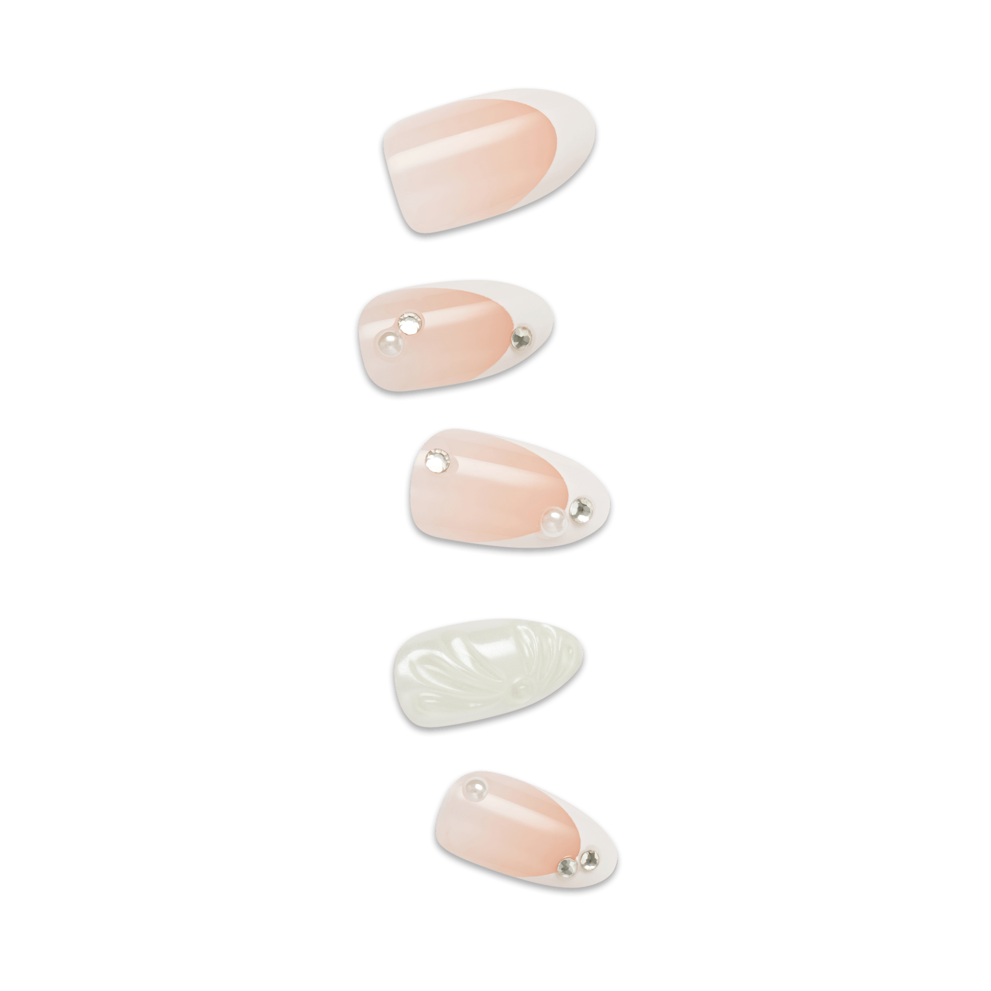 Impress Design No Glue Fake Press On Nails - Bloom | French Design, Red, Medium, Almond, Manicure