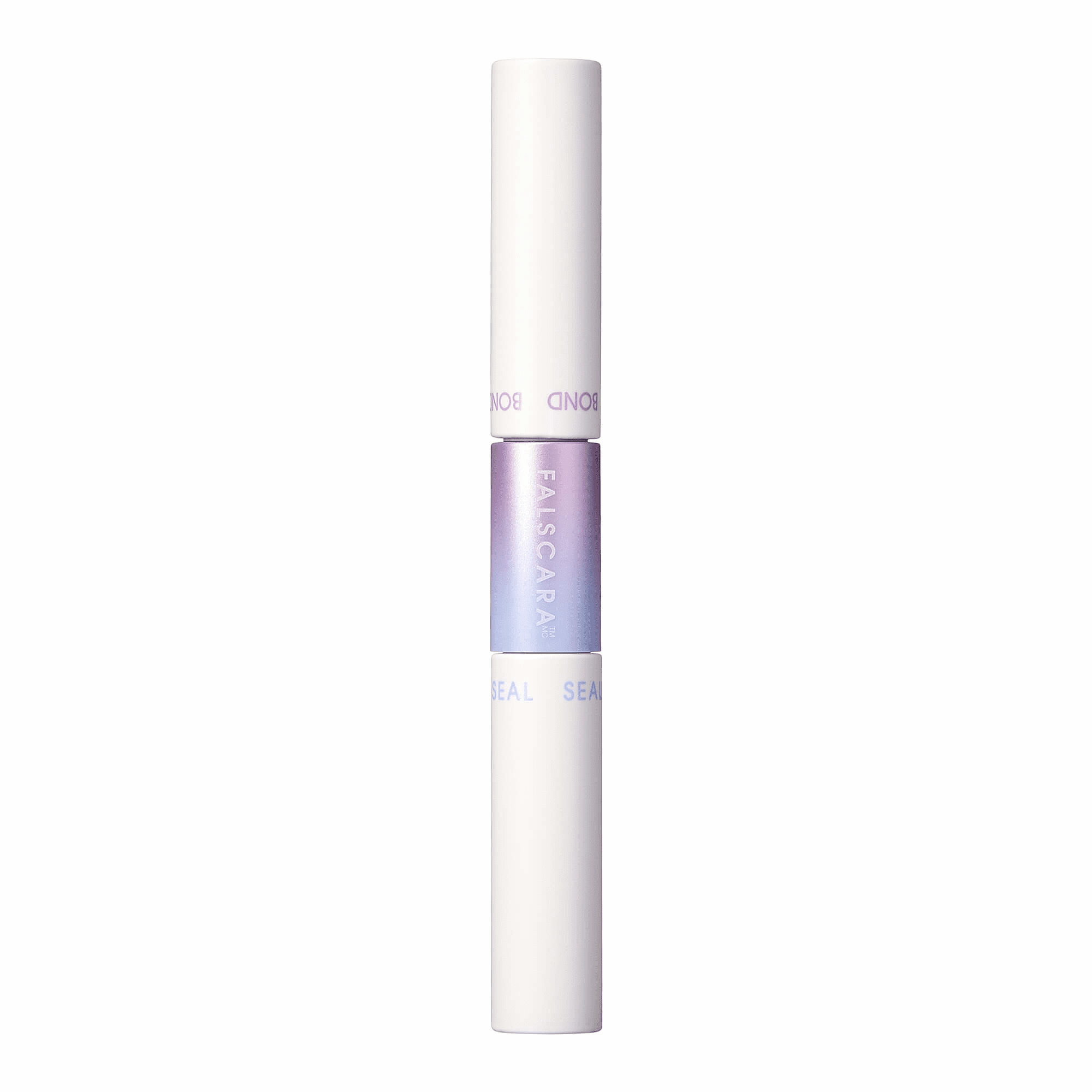 Slim dual-ended tube with white caps and a metallic purple-blue center featuring the FALSCARA brand name, labeled \
