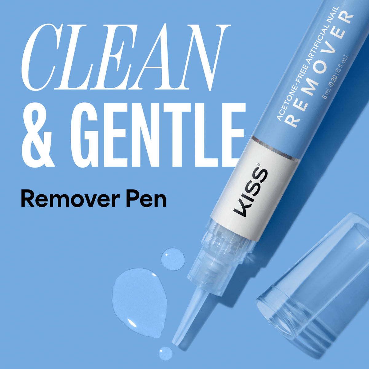 Kiss Acetone-Free Artificial Nail Remover Pen | Fake Nail Remover, Press-On Remover, Precision Tip for Gentle Removal, Non-Damaging, Vitamin E & Keratin Infused, 0.2 fl. oz.