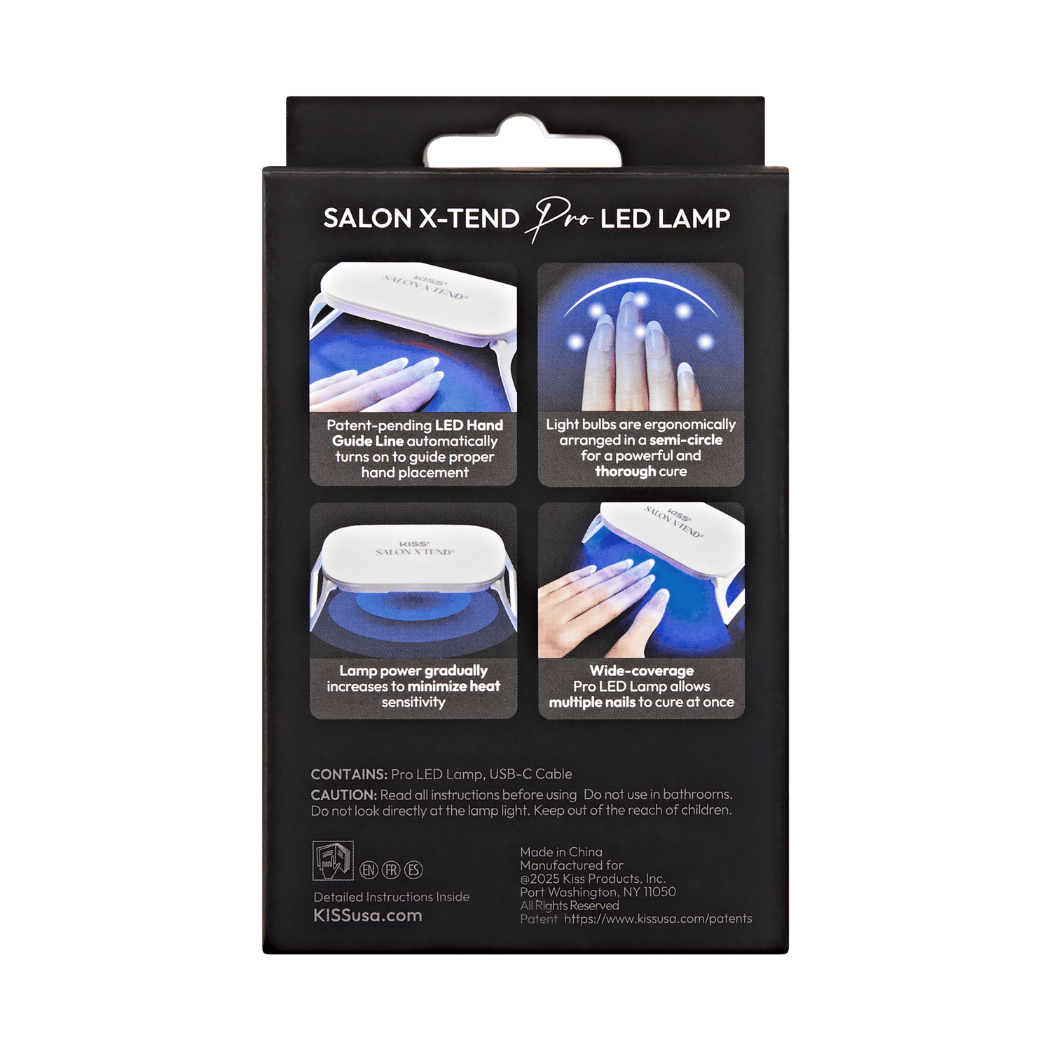Salon X-Tend Pro LED Lamp packaging showing features and benefits
