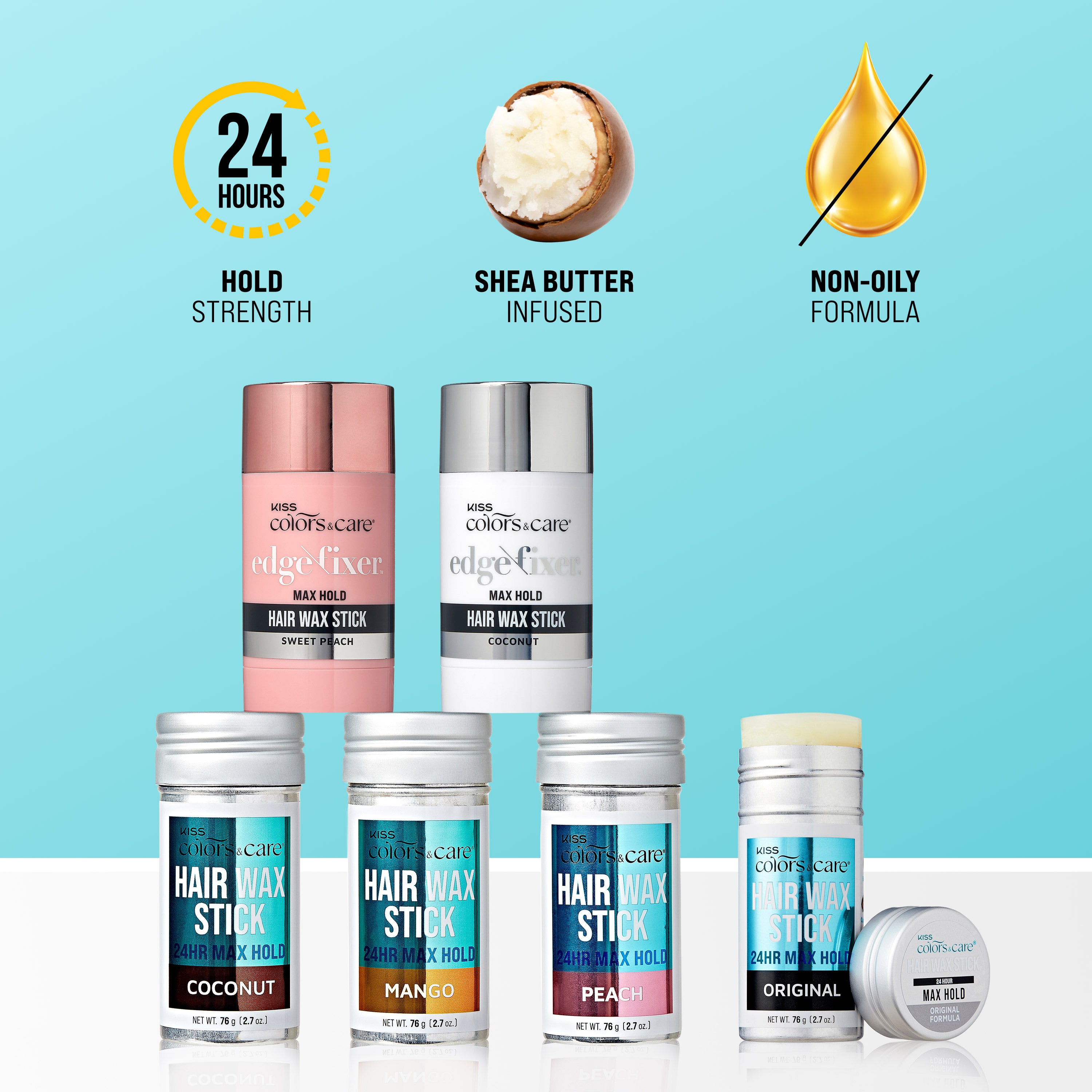 Kiss Colors &amp; Care Edge Fixer Wax Stick  – Original Scent