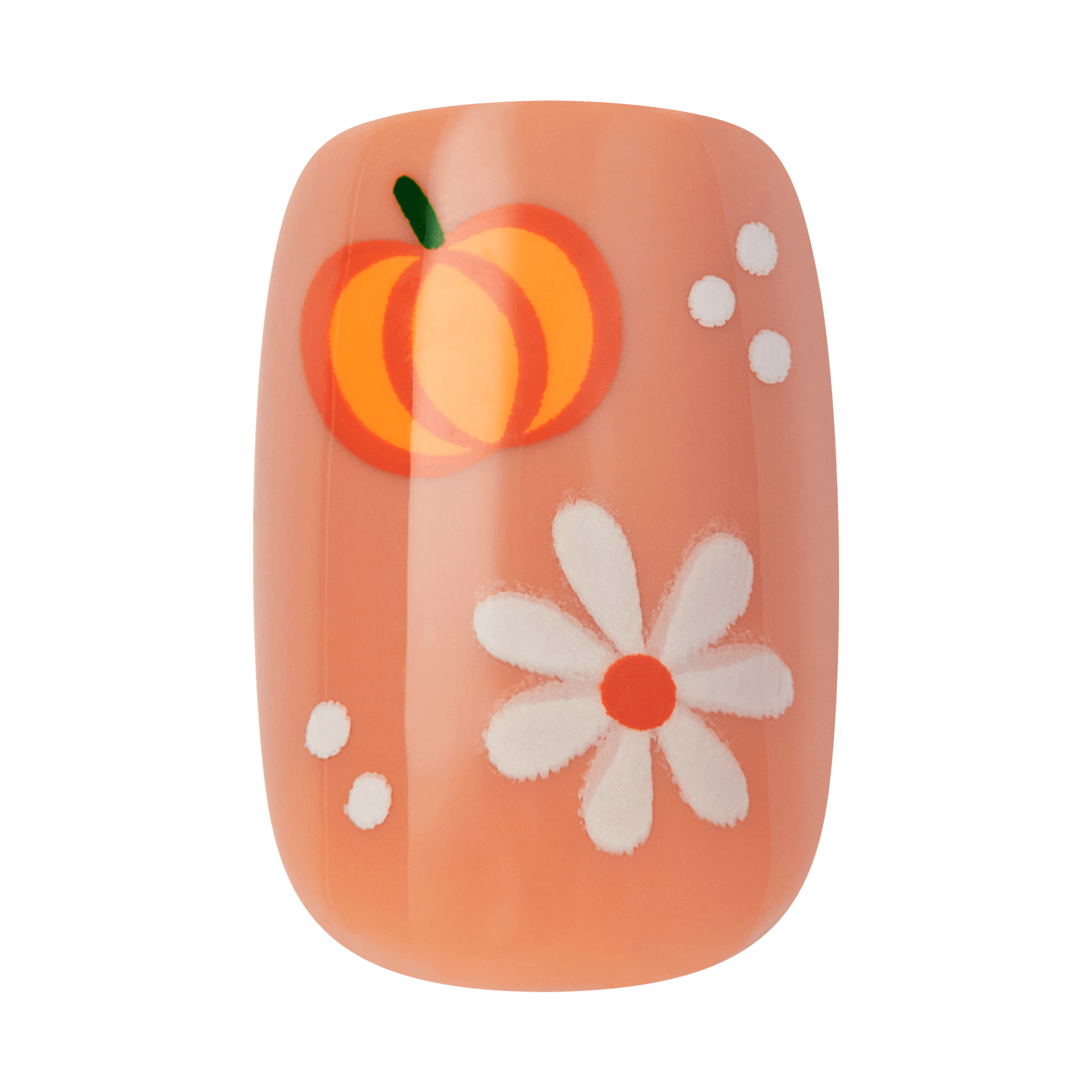 Kiss Haunt Halloween Press On Fake Glue Nails - Nailed By Night | Design, Orange, Short, Squoval, Glow In The Dark