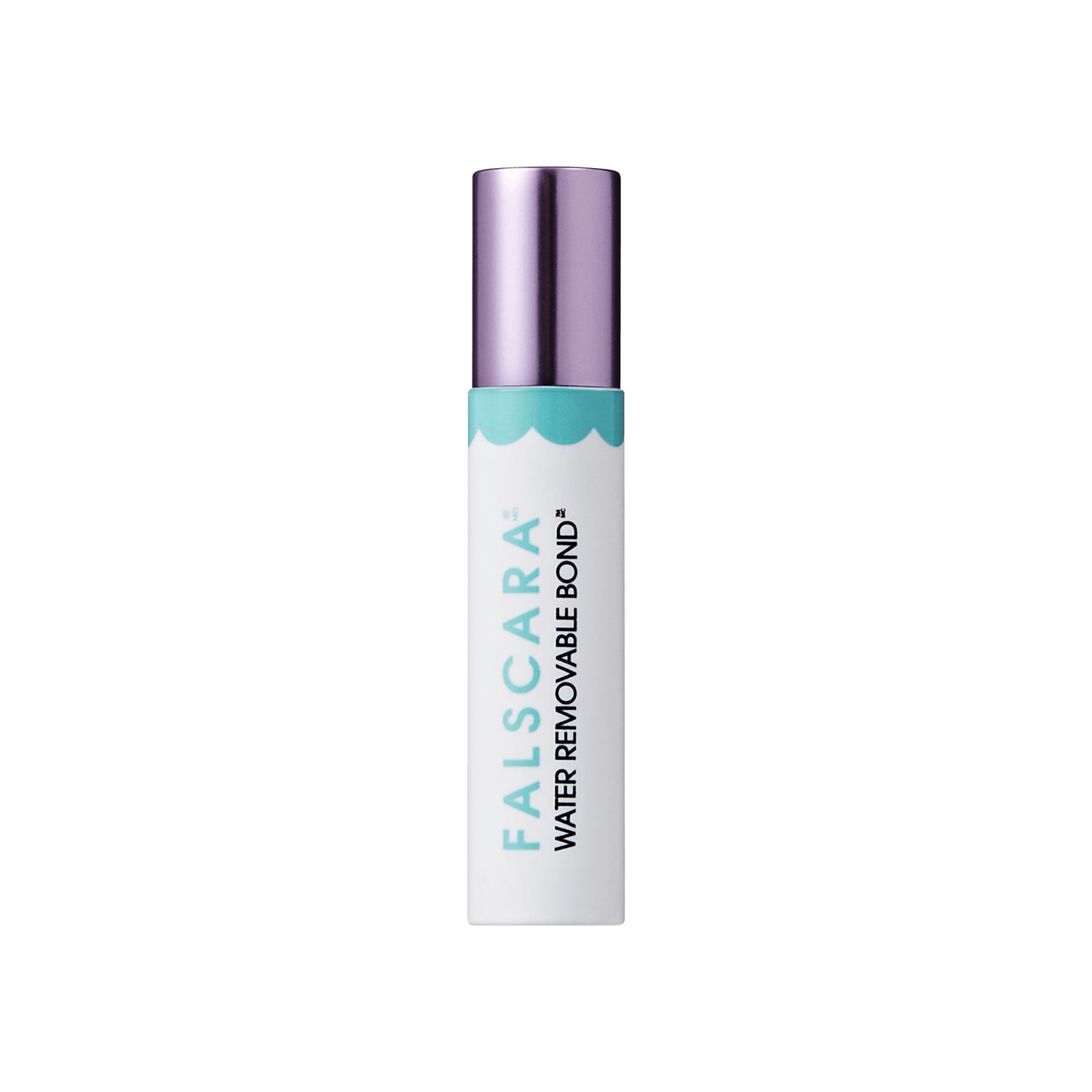Falscara Water Removable Bond cosmetic product with purple cap and turquoise label