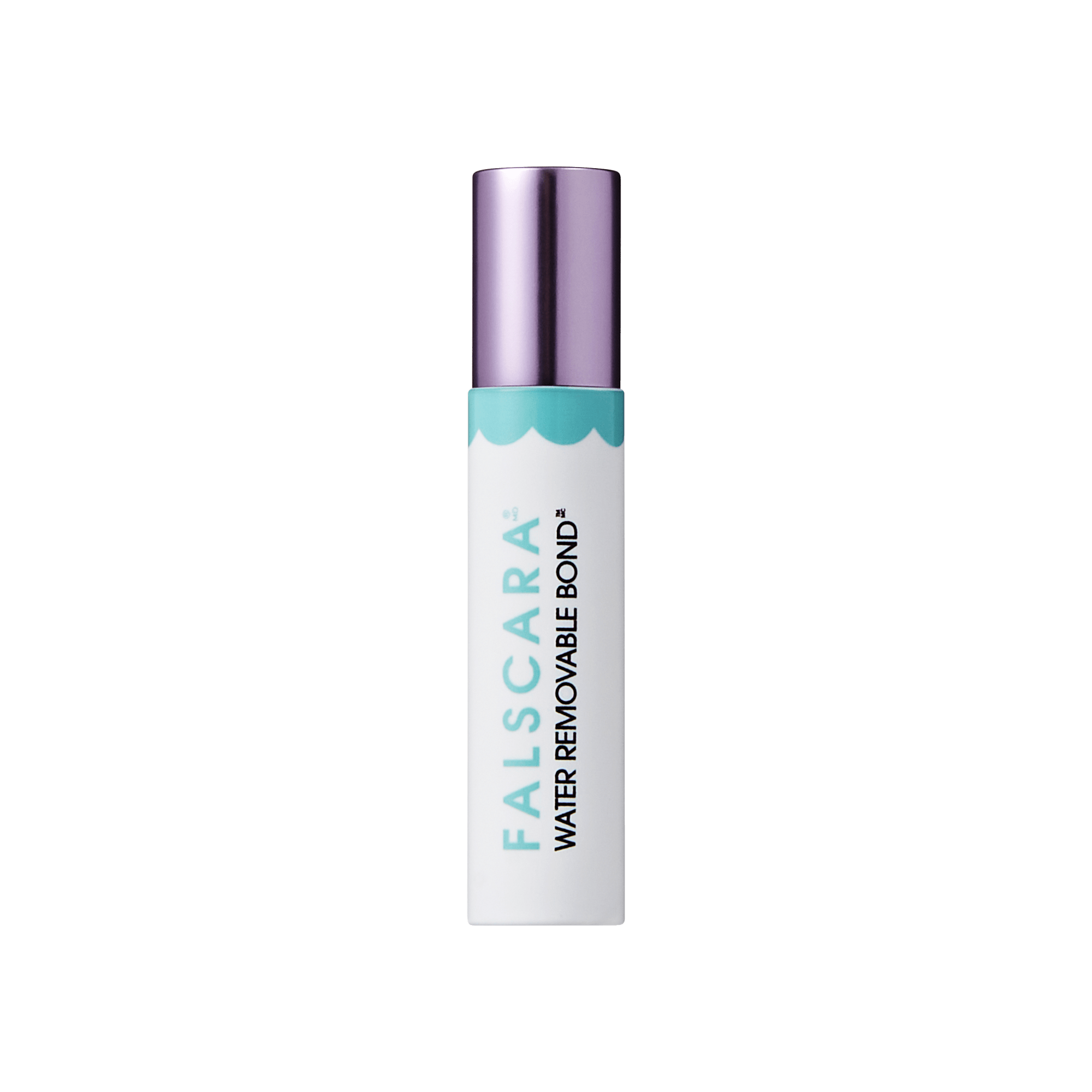 Falscara Water Removable Bond cosmetic product with purple cap and turquoise label