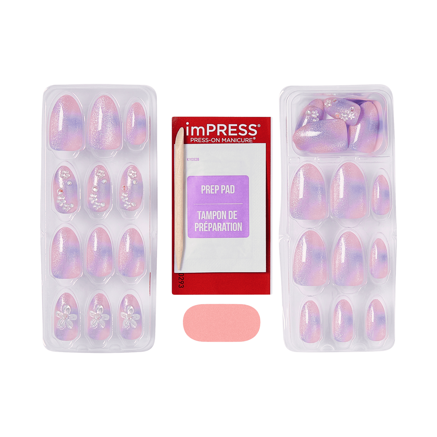 imPRESS Press-On Manicure pink glitter nails with prep pad included