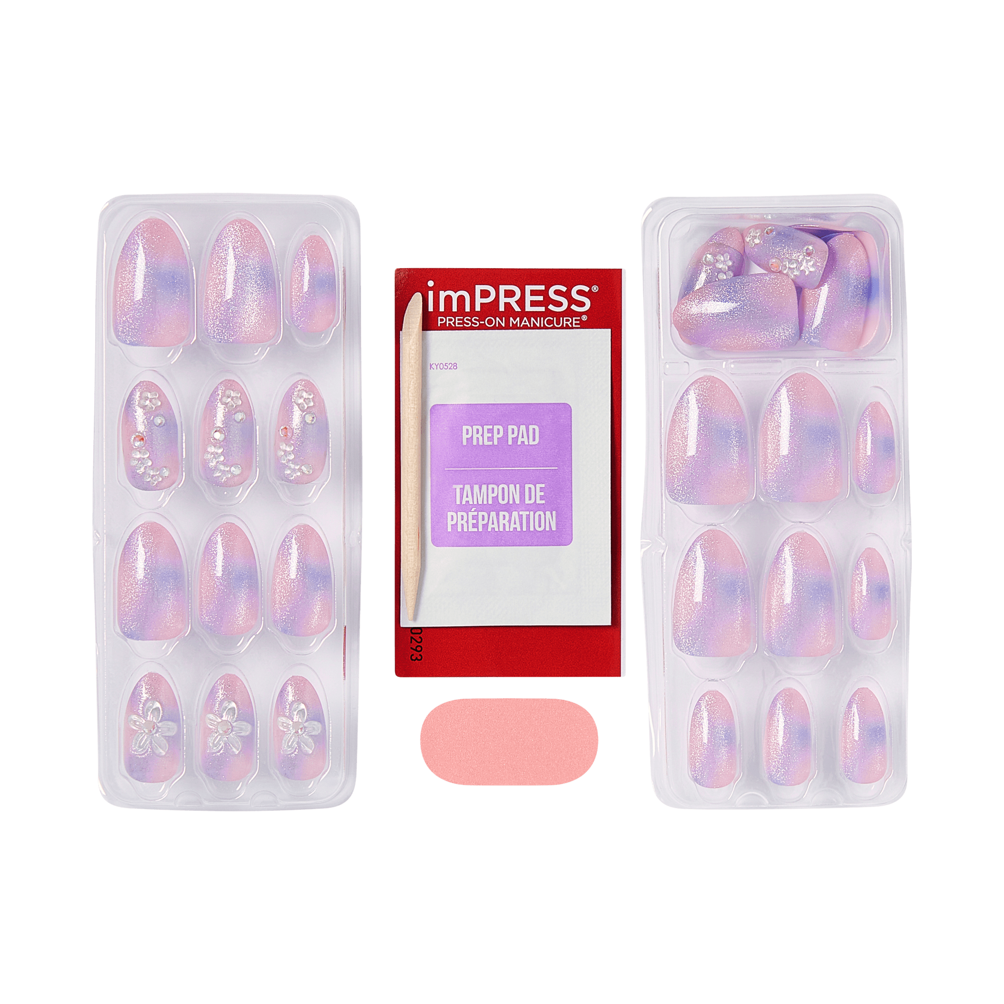 imPRESS Press-On Manicure pink glitter nails with prep pad included