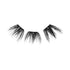 The image shows three individual false eyelash segments arranged in a row. Each segment consists of multiple black synthetic fibers designed to mimic natural eyelashes. The fibers are of varying lengths, creating a wispy and voluminous appearance. The segments are intended to be applied to the eyelid to enhance the fullness and length of natural eyelashes. The background is plain white, highlighting the details of the eyelash segments.