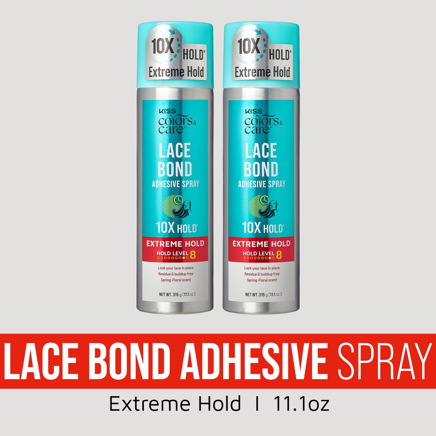 Kiss Colors &amp; Care Lace Bond Adhesive Spray Extreme Hold 10X, 11.1oz, 2-pack