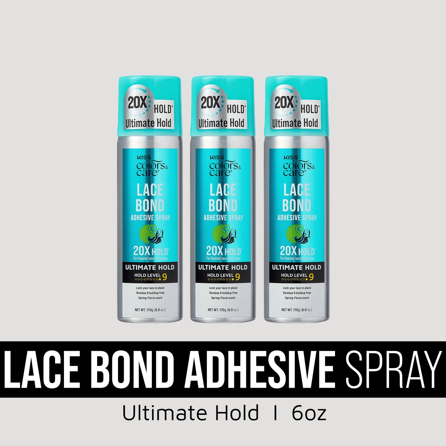 Kiss Colors &amp; Care Lace Bond Adhesive Spray 20X Hold, 6oz, 3-pack