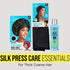 Kiss Colors & Care silk press essentials bundle for thick coarse hair with cap, wrap, and heat protector serum.