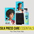 Kiss Colors & Care Silk Press Care Essentials for thin fine hair bundle with cap, wrap scarf, and heat protector spray.