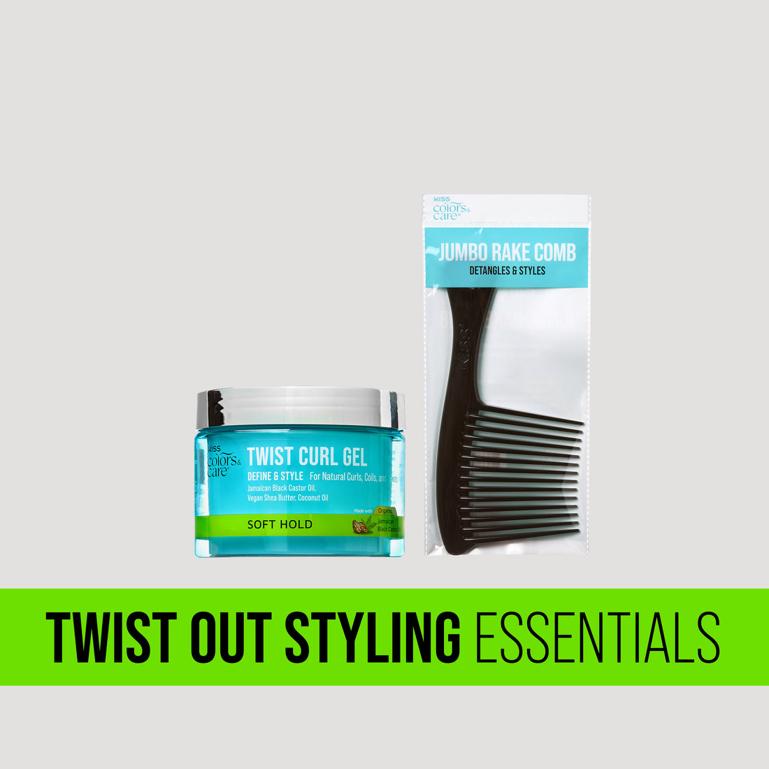 Twist Curl Gel and Jumbo Rake Comb styling essentials bundle for natural curls