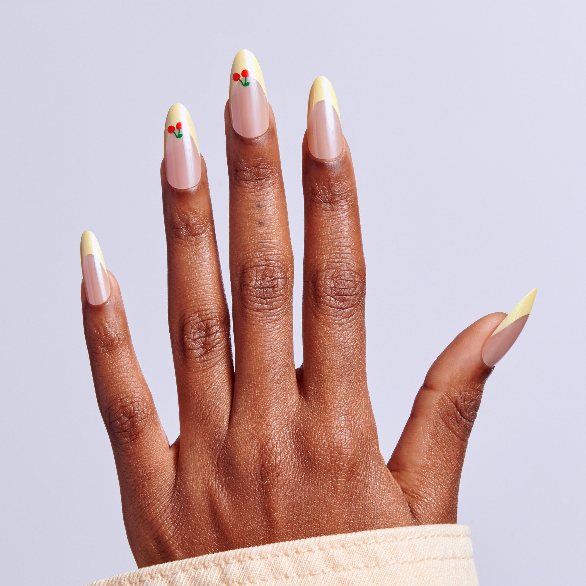 Kiss Core Design Press On Fake Glue Nails - Post Summer | French Design, Yellow, Long, Almond