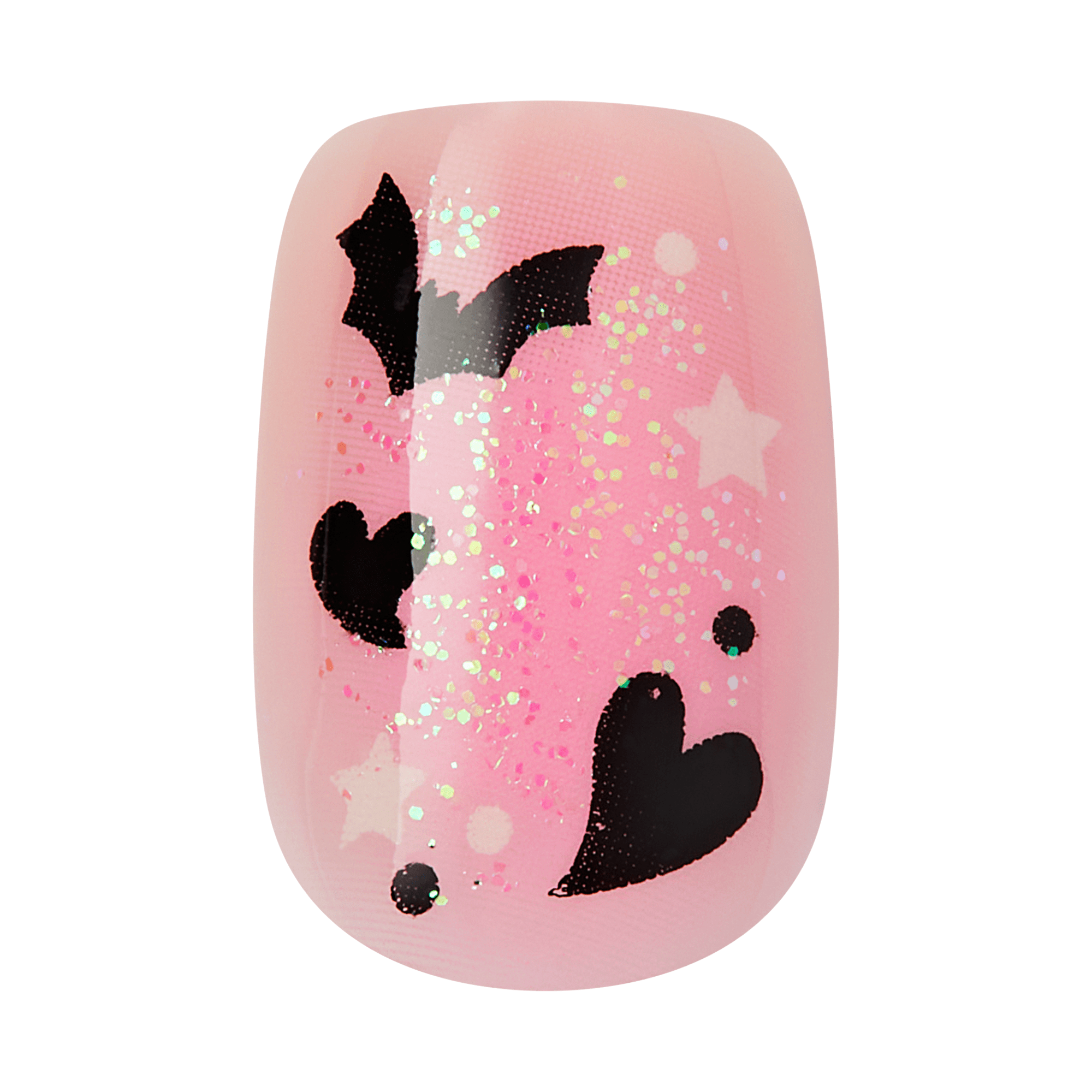 Kiss Haunt Halloween Press On Fake Glue Nails - Trick or Tip | Design, Pink, Short, Squoval, Glow In The Dark
