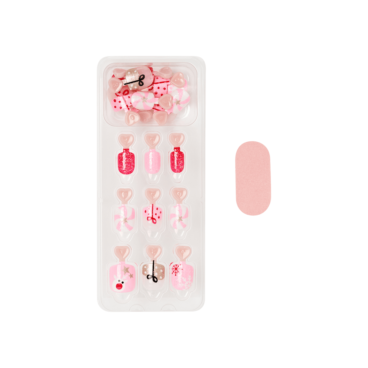 Impress Kids Holiday No Glue Fake Press On Nails - Ho Ho Hugs | Design, Multicolor, Kids, Squoval, Manicure