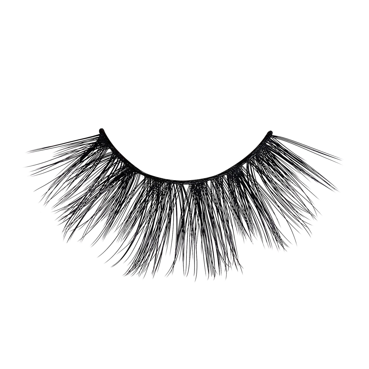 Black, wispy false eyelash from KISS Lash Couture Triple Push-up XL Collection, style 03 Slip, shown on a white background.