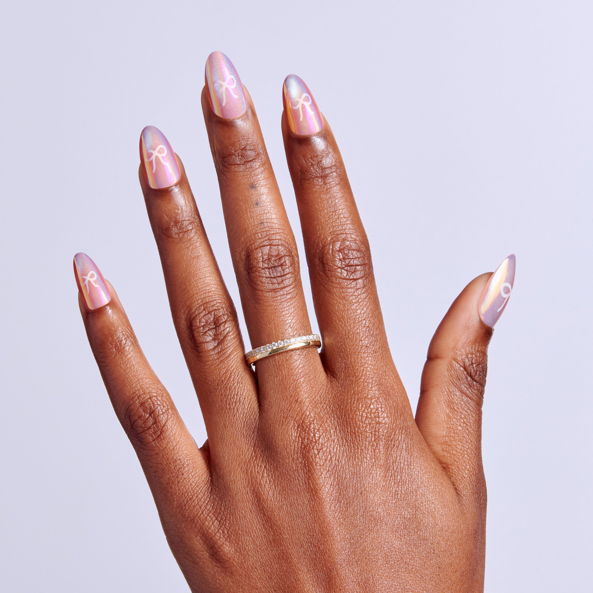 Kiss Glam Embellished Press On Fake Glue Nails - Happy Friday | 3D &amp; Jewel Design, Pink, Medium, Almond