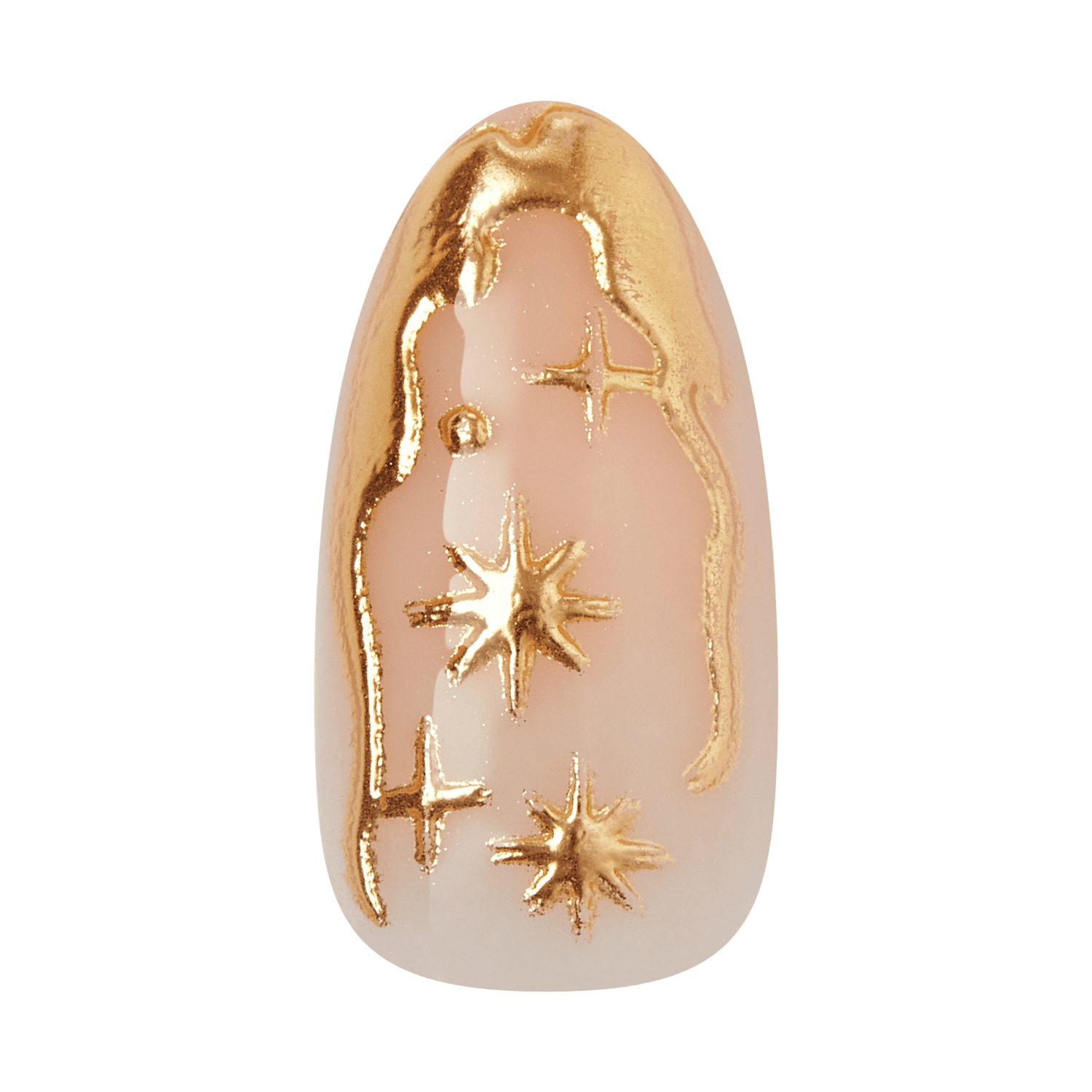 Kiss Glam 3D &amp; Jeweled Press On Fake Glue Nails - Golden | 3D &amp; Jewel Design, Gold, Medium, Almond
