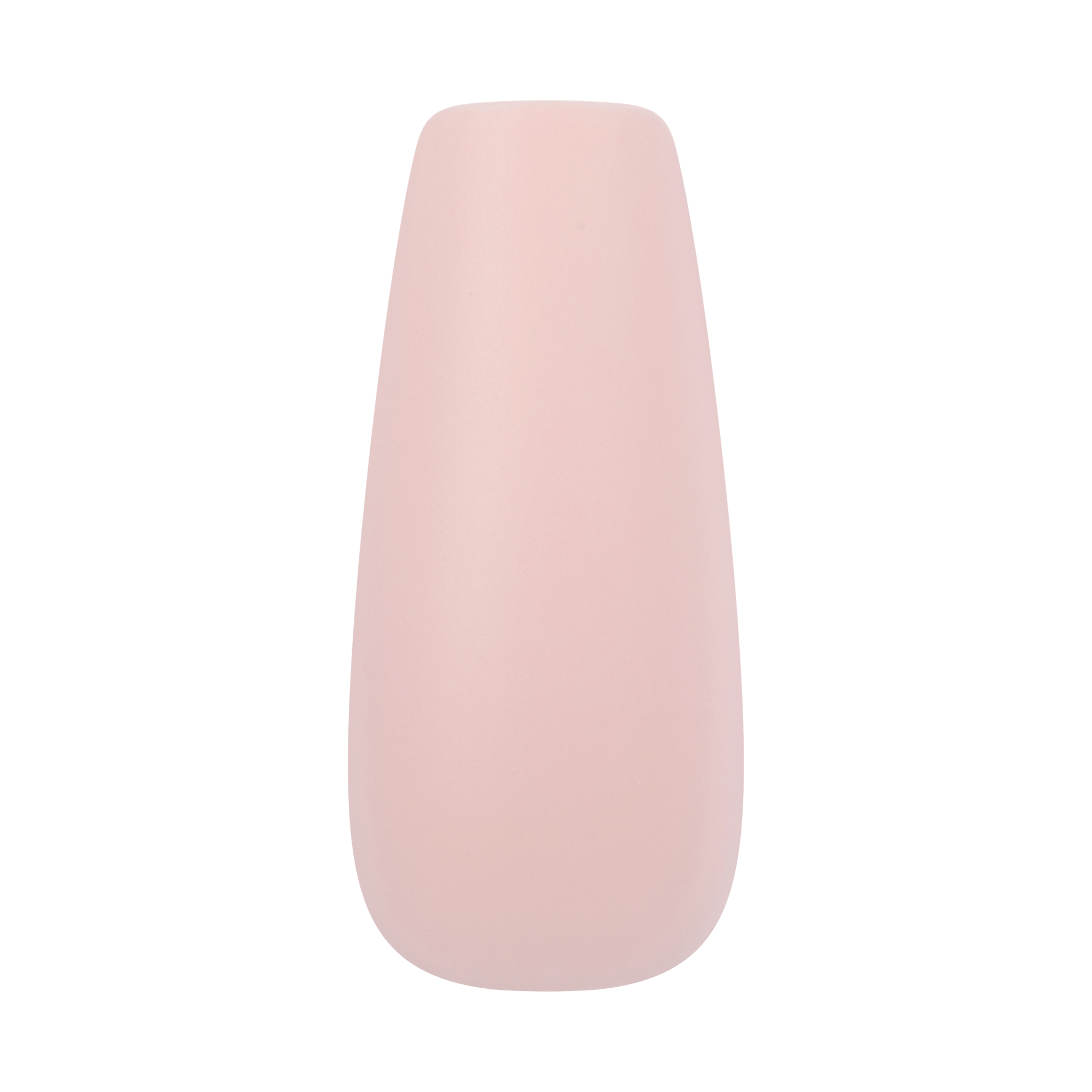 Soft pink elongated coffin-shaped nail polish swatch