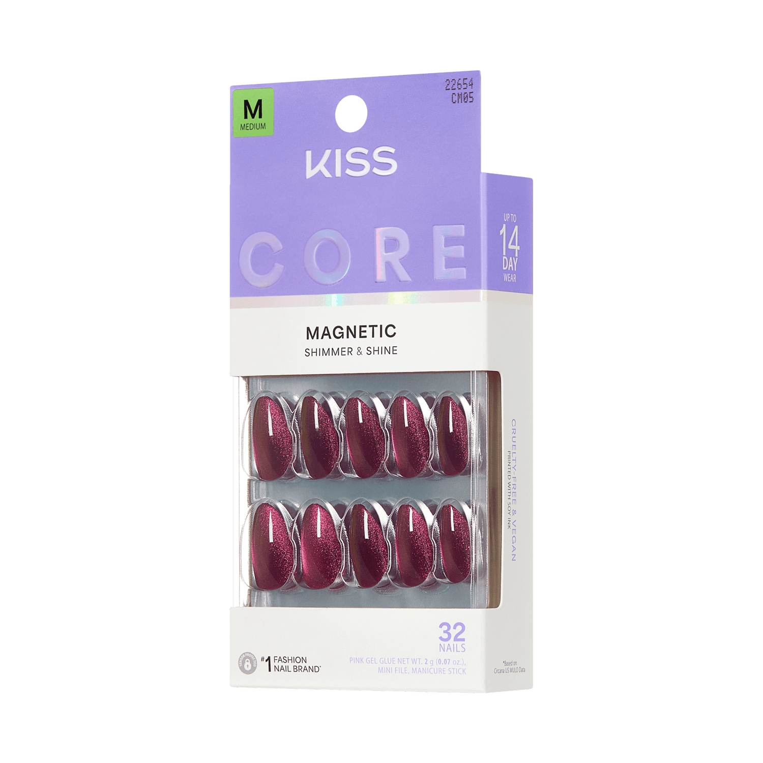 KISS Core Magnetic Shimmer &amp; Shine Press-On Nails, Medium, 32 Count
