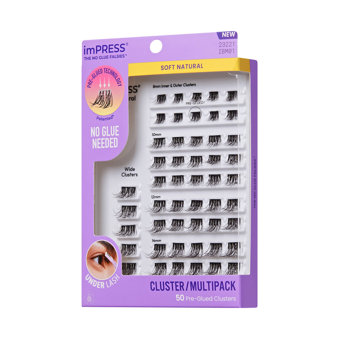 imPRESS Soft Natural Cluster Lashes, 50 Pre-Glued Clusters, No Glue Needed