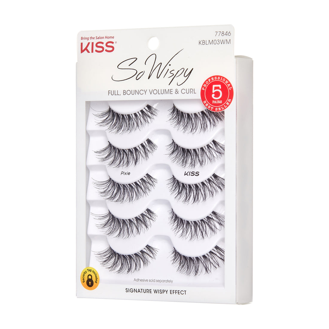 KISS So Wispy false eyelashes multipack with five pairs of natural black lashes, full volume and curl, labeled \