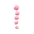 Set of five mini press-on nails in varying pink designs: glitter pink, solid pink, pink with colorful sprinkles, another pink with sprinkles, and white with pink drip pattern.