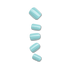 Five glossy, light mint green press-on manicure nails of varying sizes arranged vertically against a transparent background.