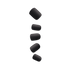 Matte black press-on nails in five sizes arranged vertically on a plain background, showing a clean and modern style.